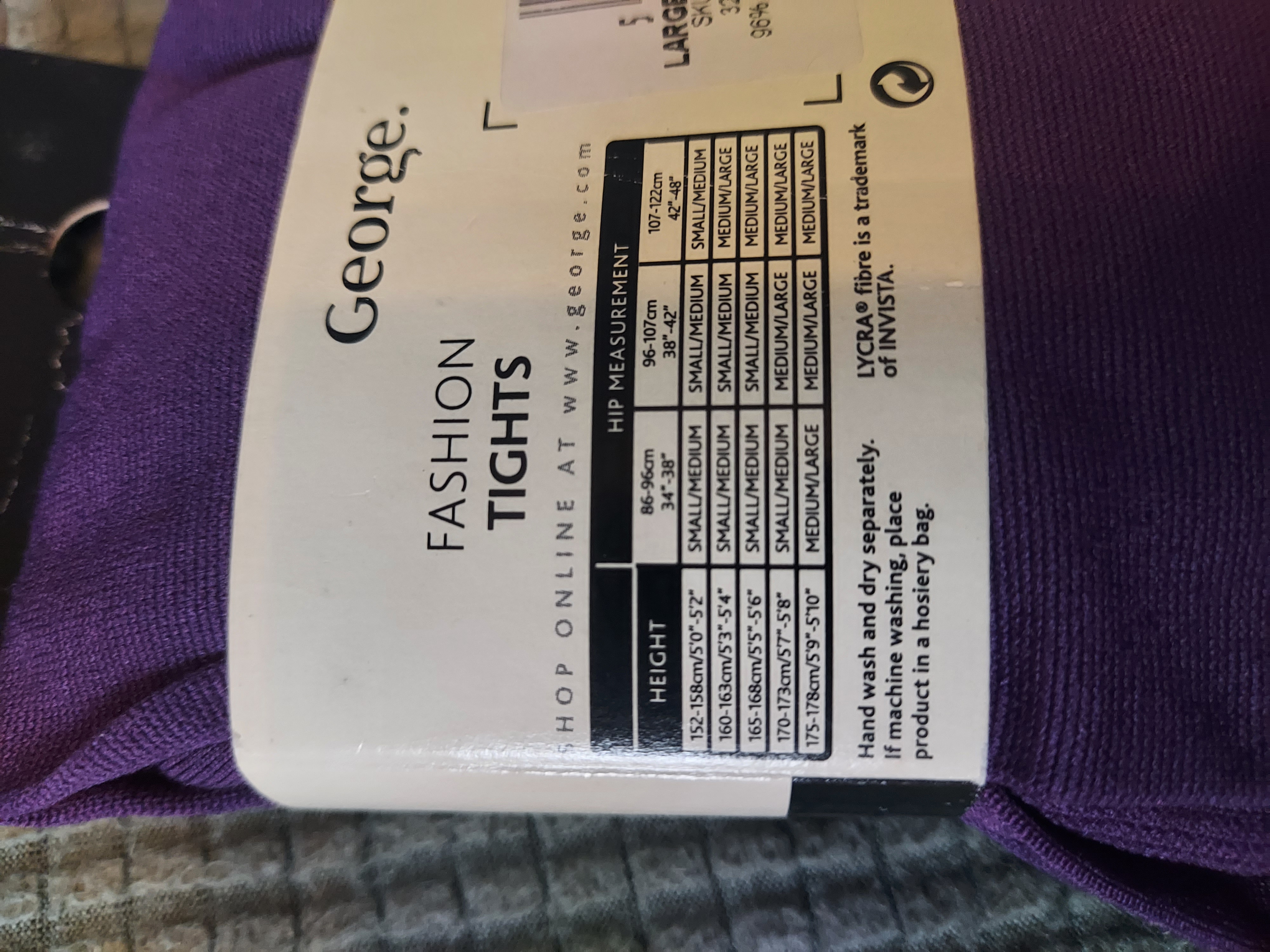 George purple 150 denier tights size L/XL 