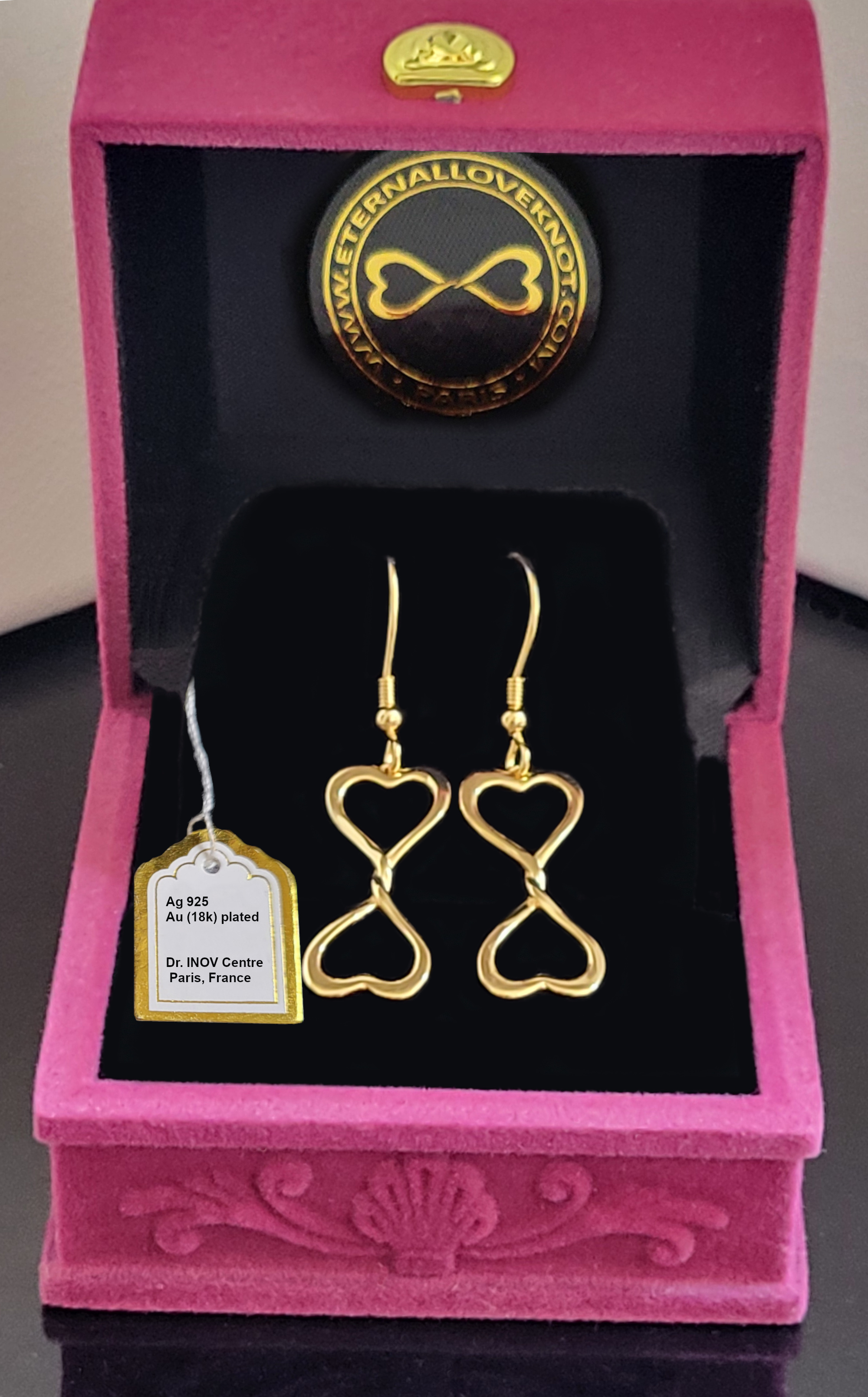Boucles d'oreilles symbole d'amour éternel en argent 925 sterling Eternal Love Knot