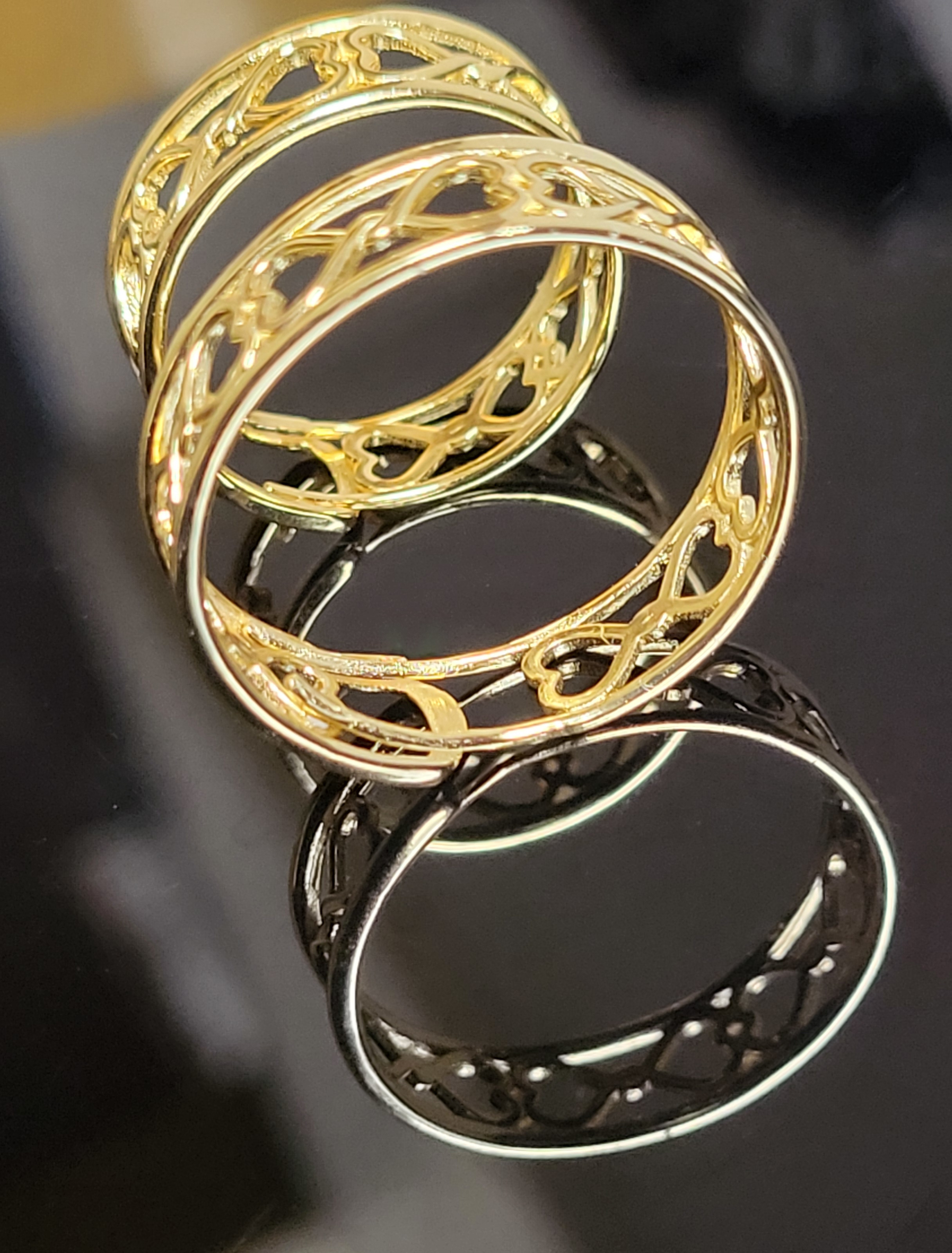 Anneau  Eternal Love Knot de 5 couples de cœurs symbole d'amour éternel en argent 925 plaqué or