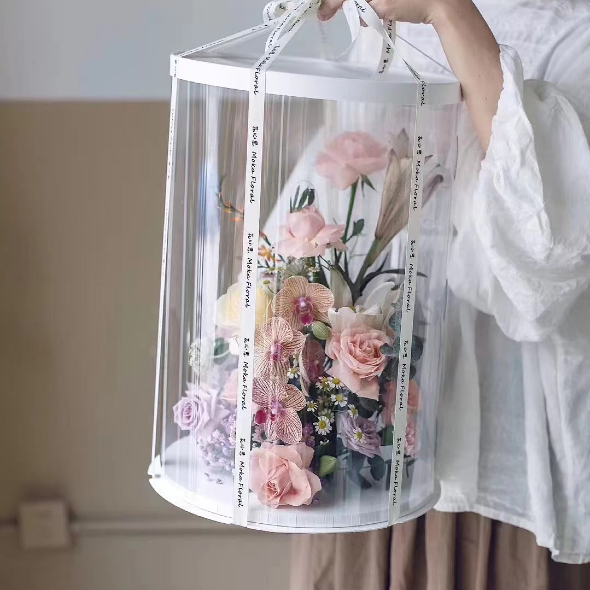 10 inch x 12 inch Transparent cake box with free ribbon 