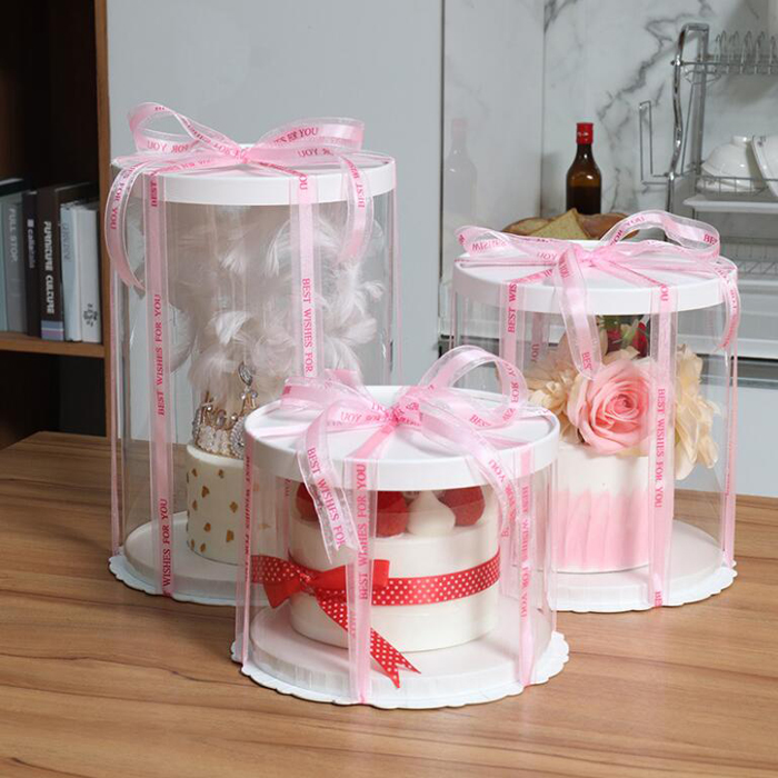 10 inch x 12 inch Transparent cake box with free ribbon 