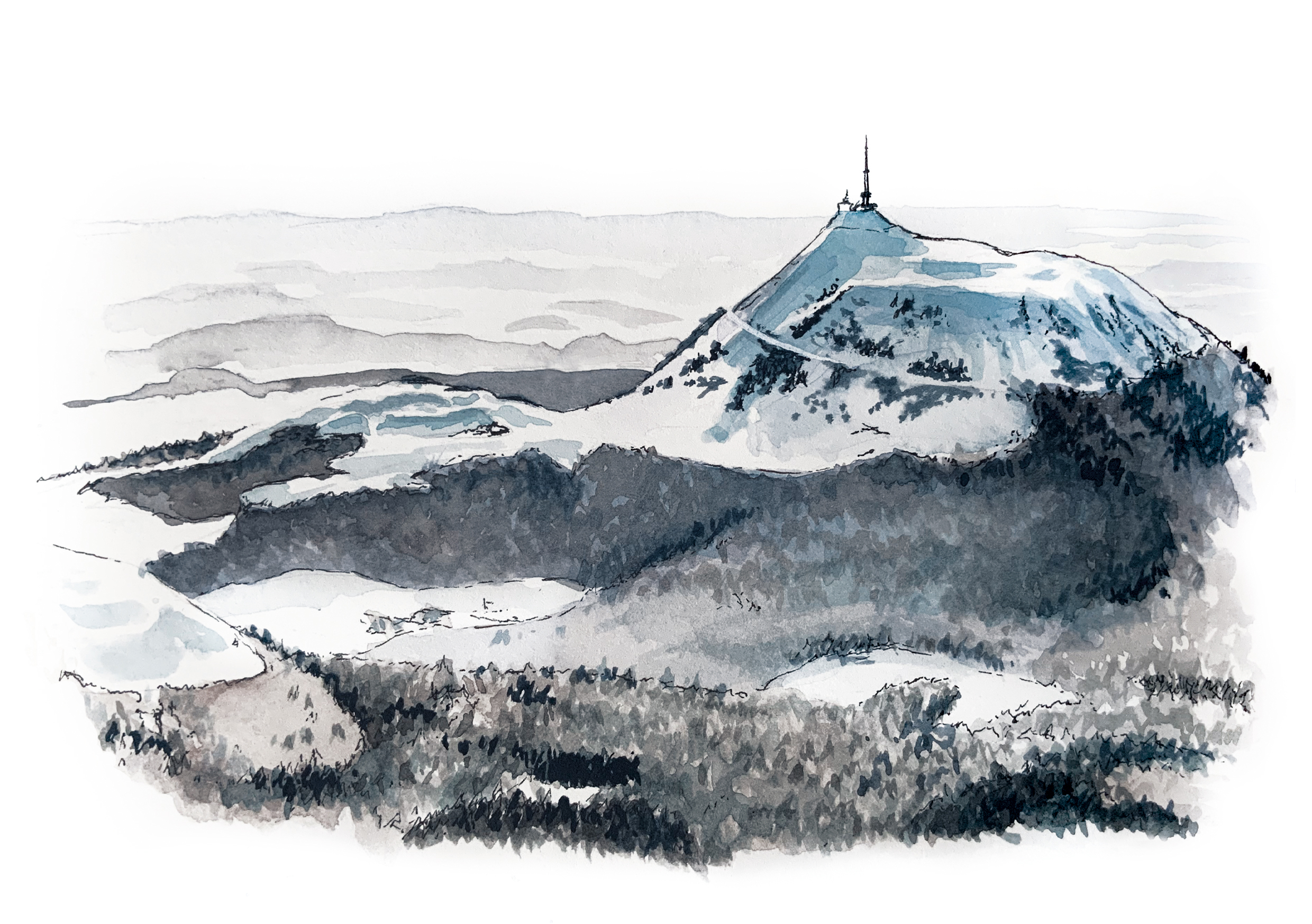 Puy de Dôme enneigé, Auvergne, France