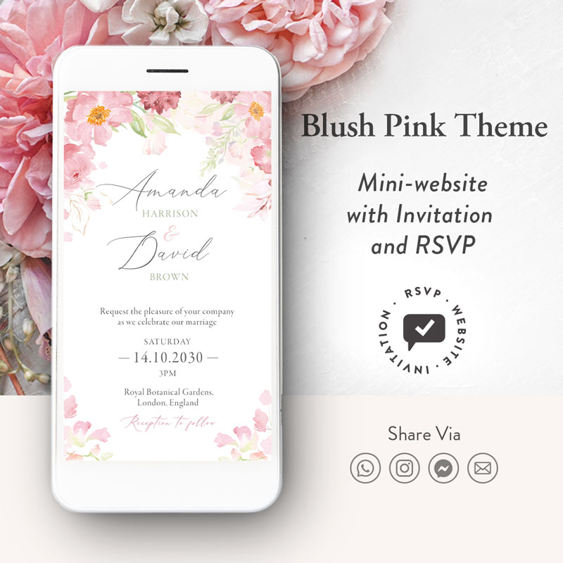 Pink Floral Wedding Website