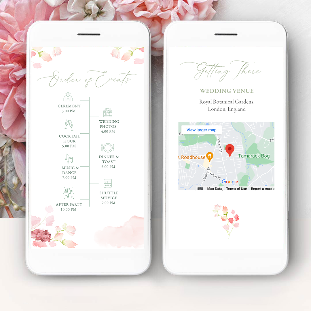 Pink Floral Wedding Website