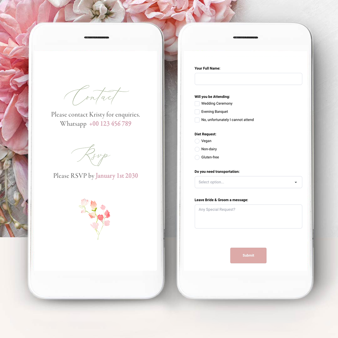 Pink Floral Wedding Website