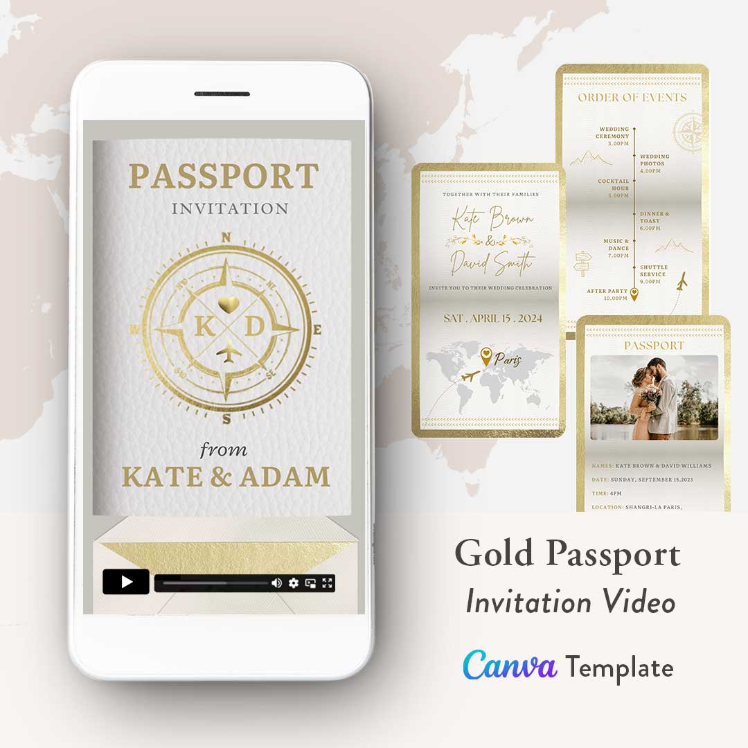 Gold Destination Wedding Invitation Video