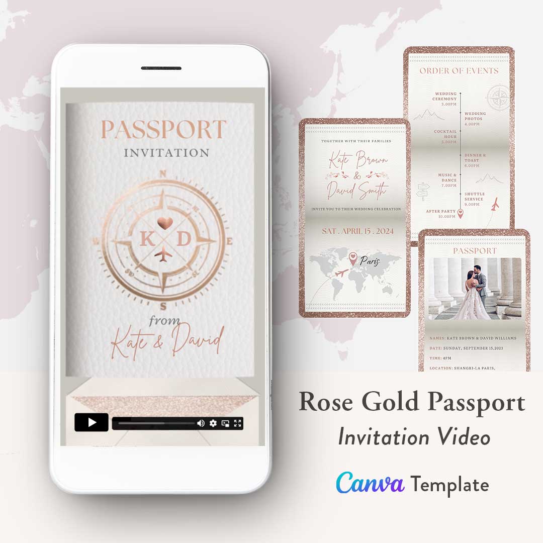 Rose Gold Destination Wedding Invitation Video