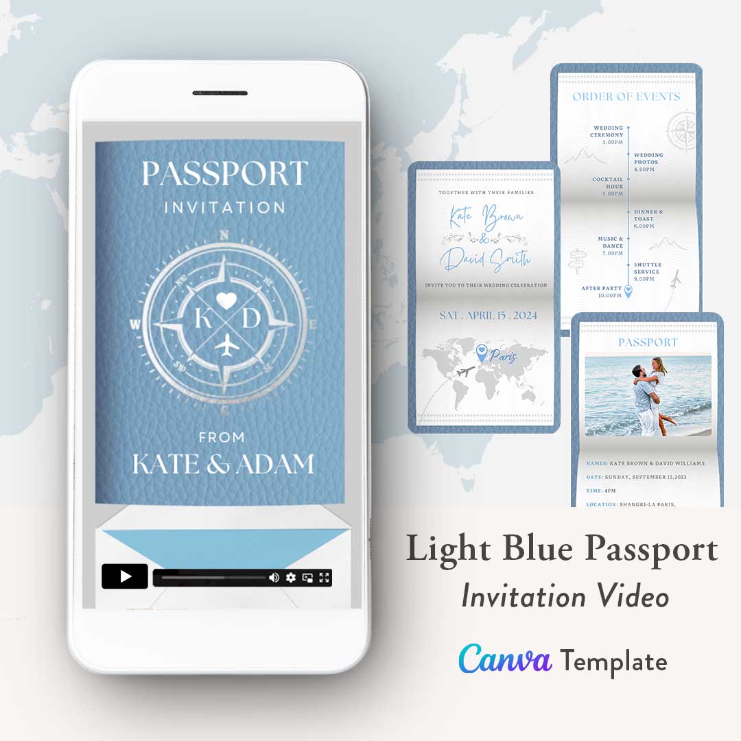 Light Blue Destination Wedding Invitation video