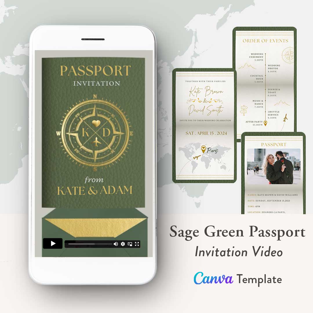 Sage Green Destination Wedding Invitation Video