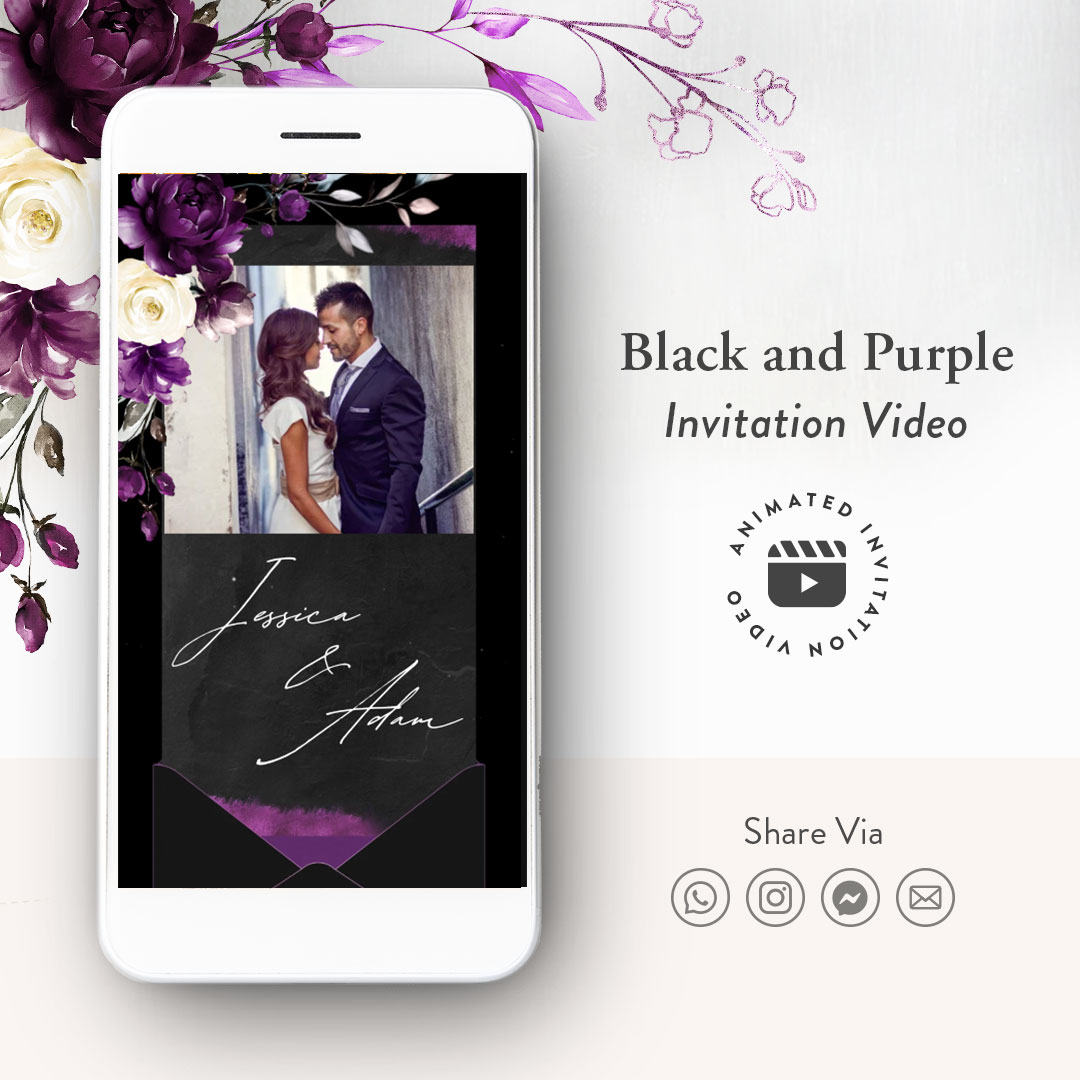 Black & Purple Wedding Invitation Video 
