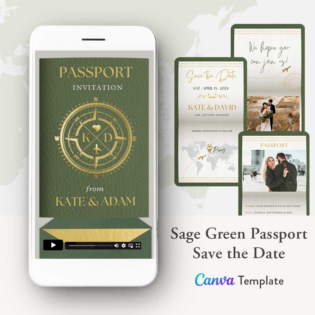 Sage Green Destination Save the Date Invitation Video