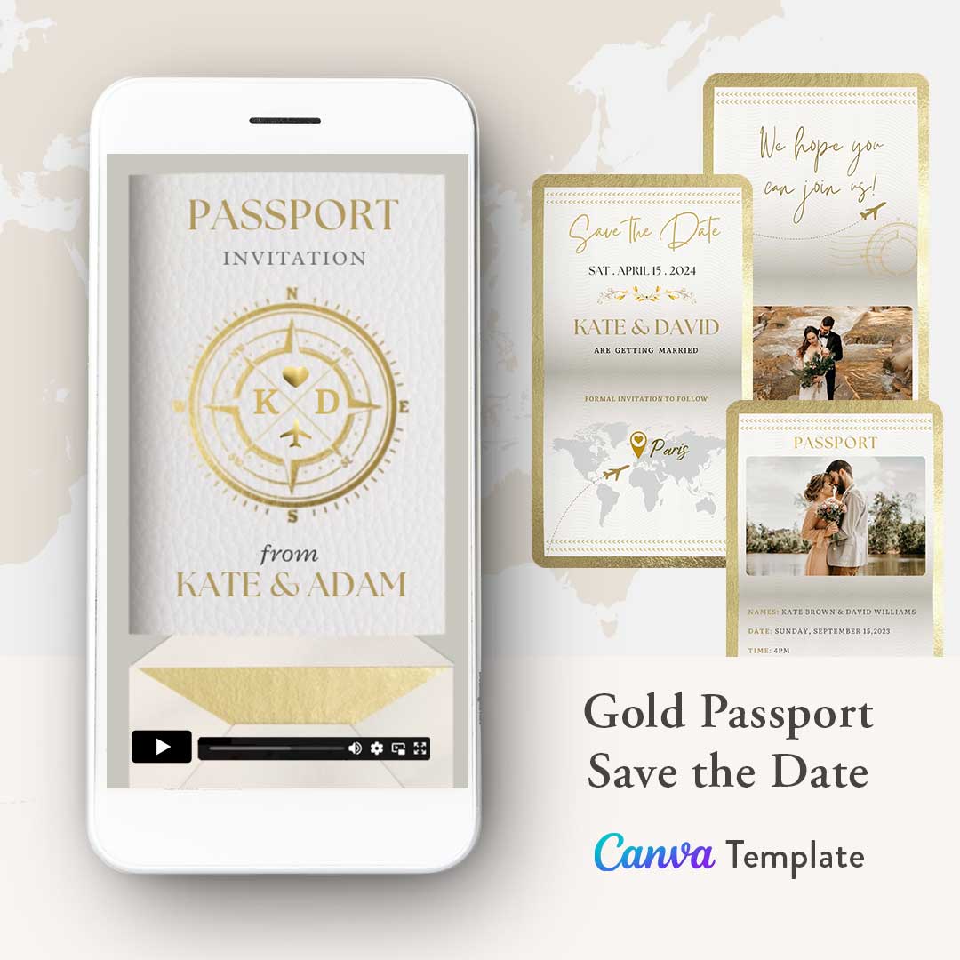 Gold Destination Save the Date Invitation Video