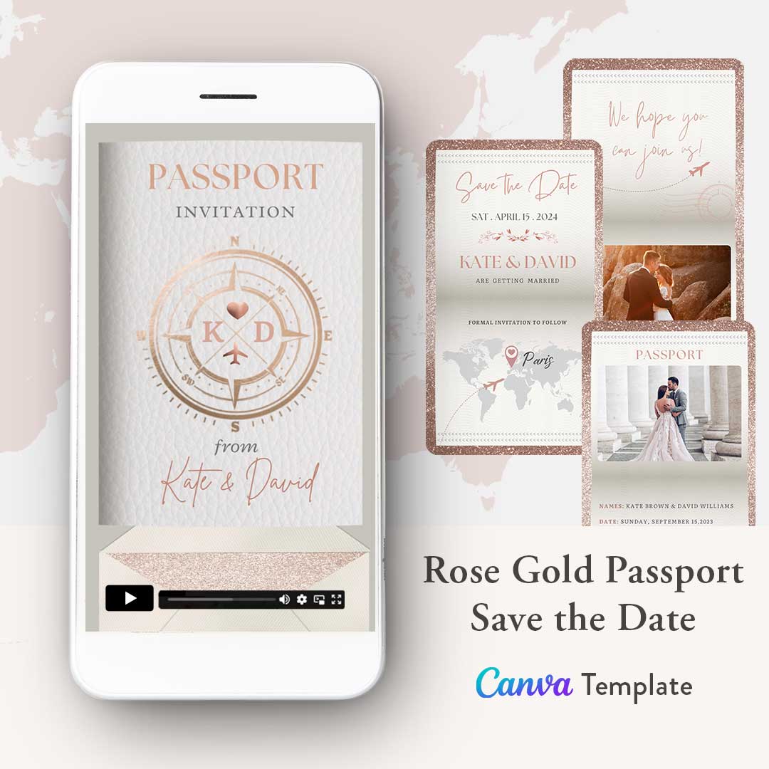 Rose Gold Destination Save the Date Invitation Video