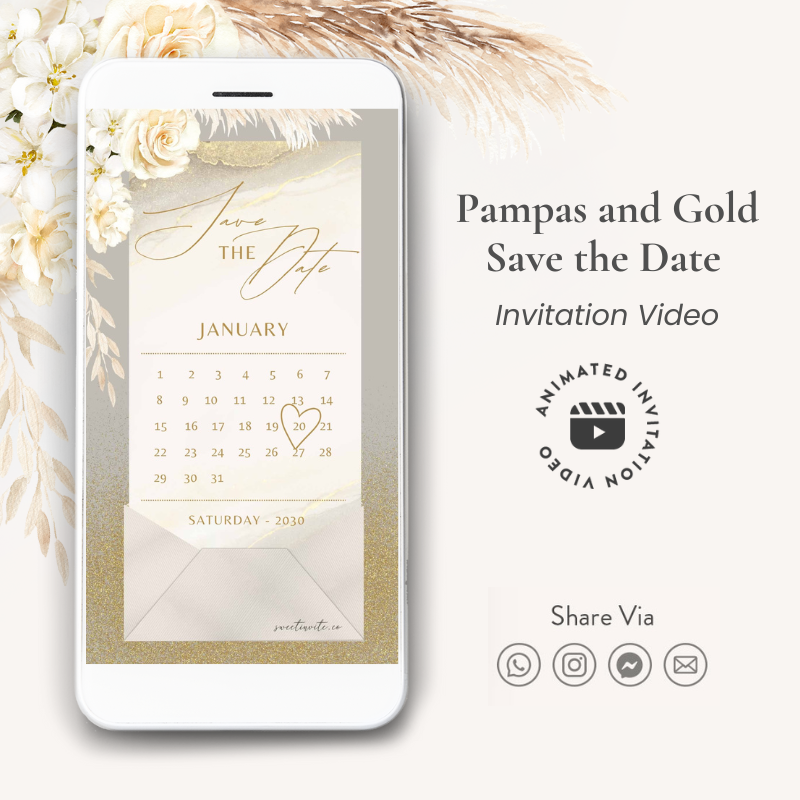Pampas and Gold Save the Date Invitation Video 