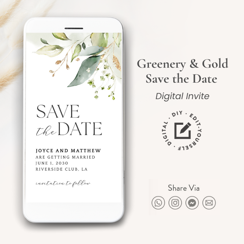 Greenery Save the Date Digital Invite