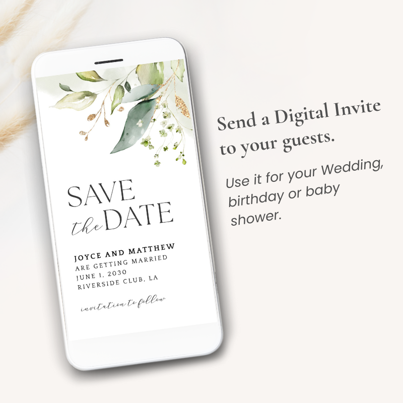 Greenery Save the Date Digital Invite