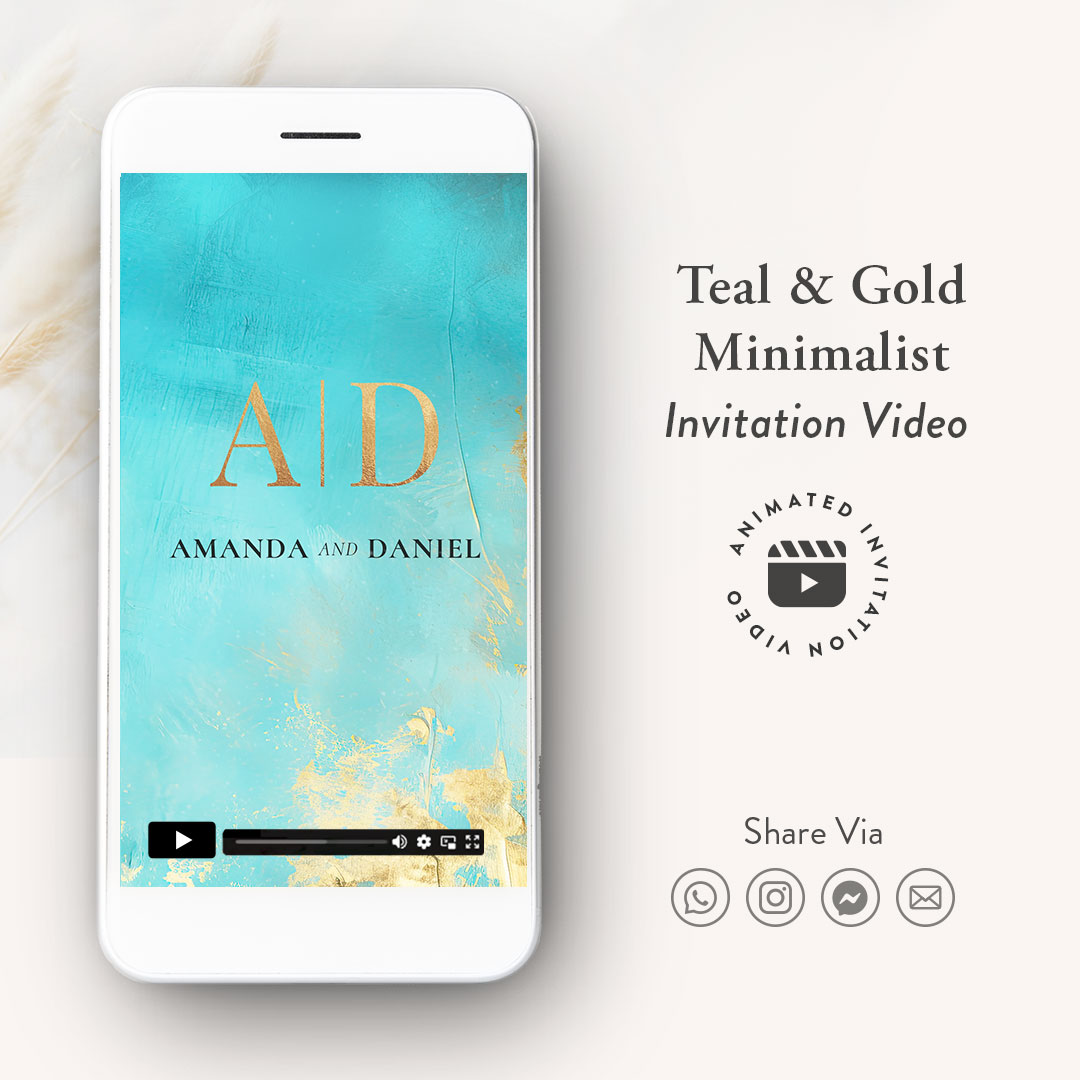 Teal and Gold Wedding Invitation Video