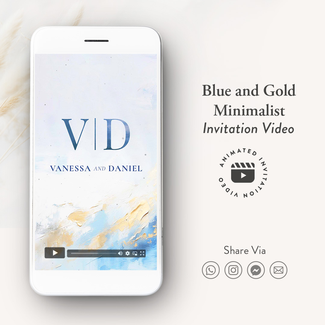 Blue and Gold Wedding Invitation Video