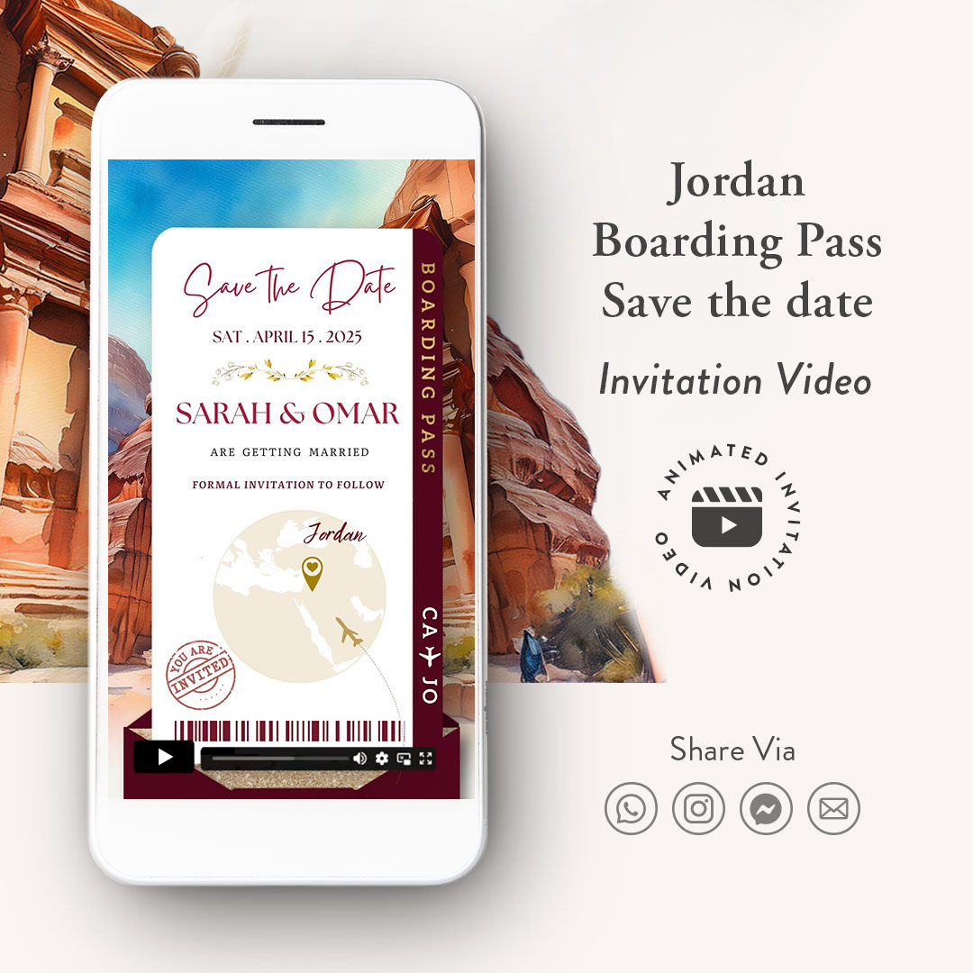 Jordan Boarding Pass Save the Date Invitation Video