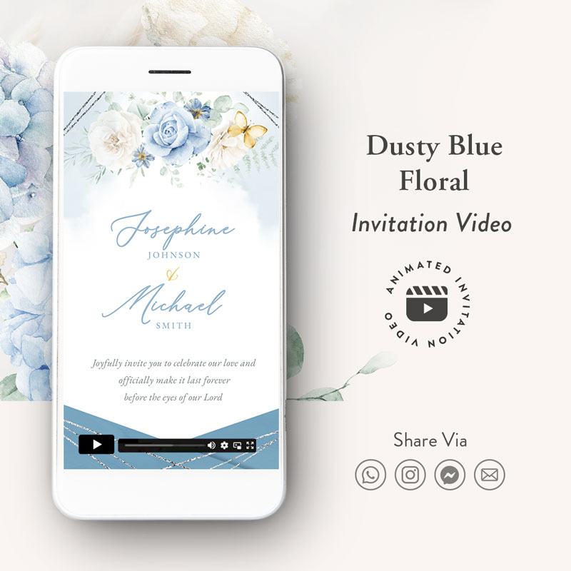 Dusty Blue Wedding Invitation Video