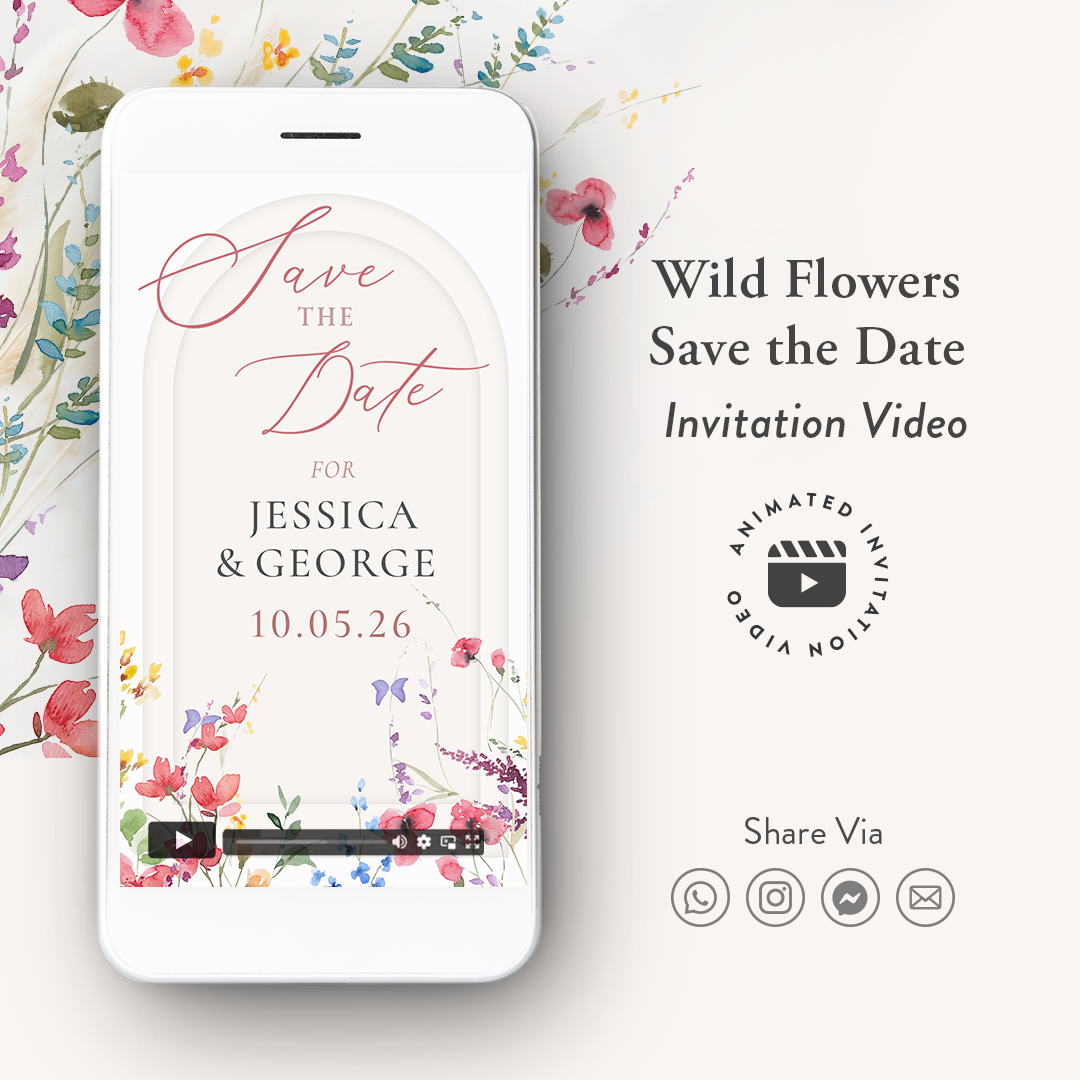 Wild Florals Save the Date Wedding Invitation Video