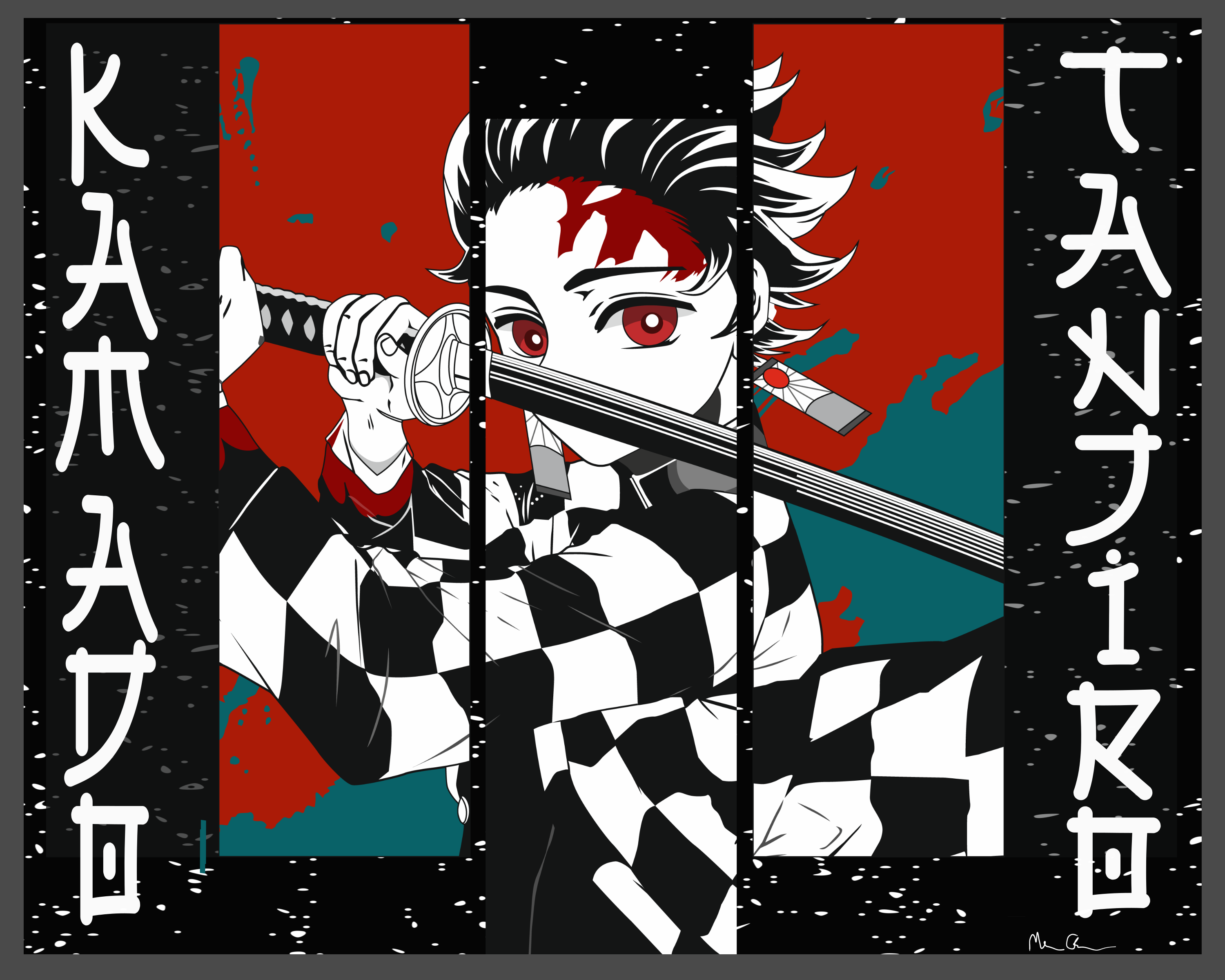 Kamado Tanjiro Split Panel Wall Art