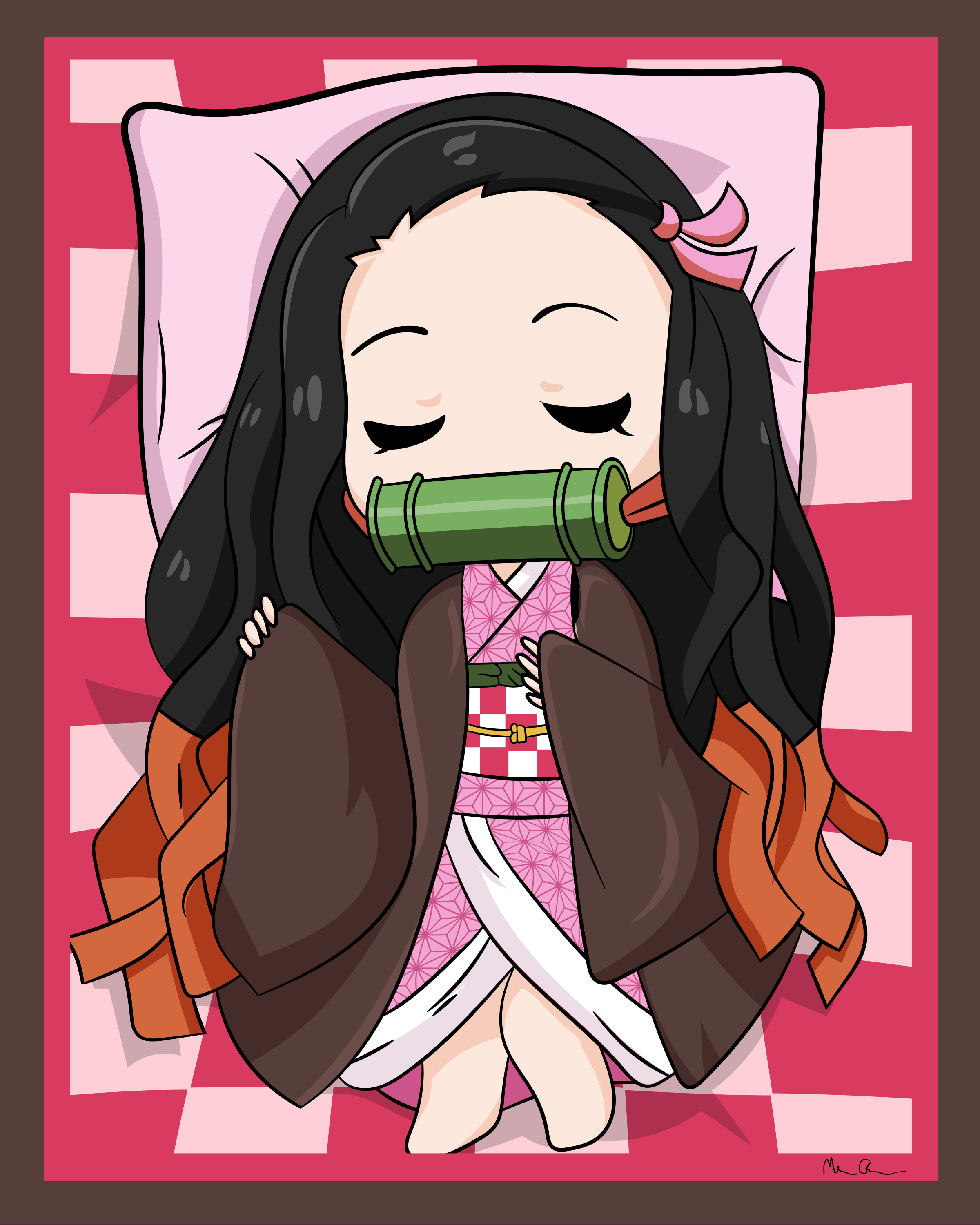 Nezuko Kamado Chibi Art Priint