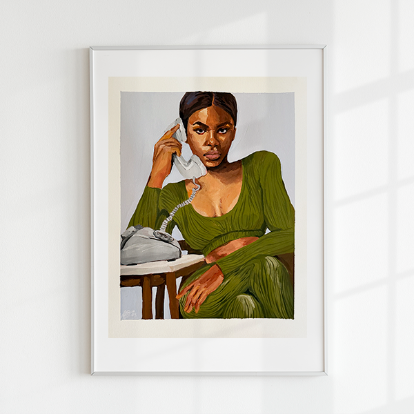 "Hello...?" Gouache Painting Print