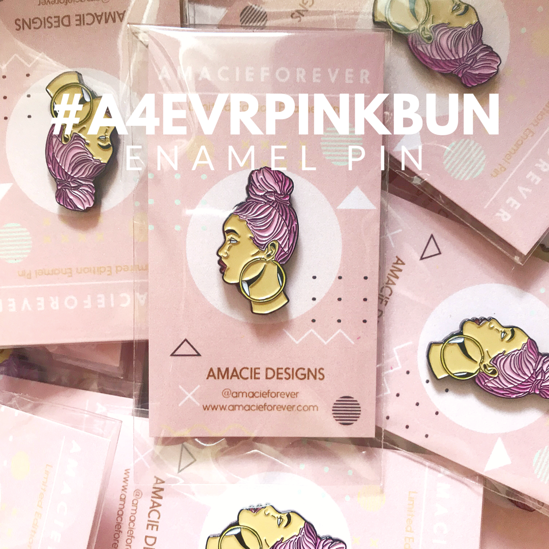 Pink Bun Enamel Pin by Amacie Forever