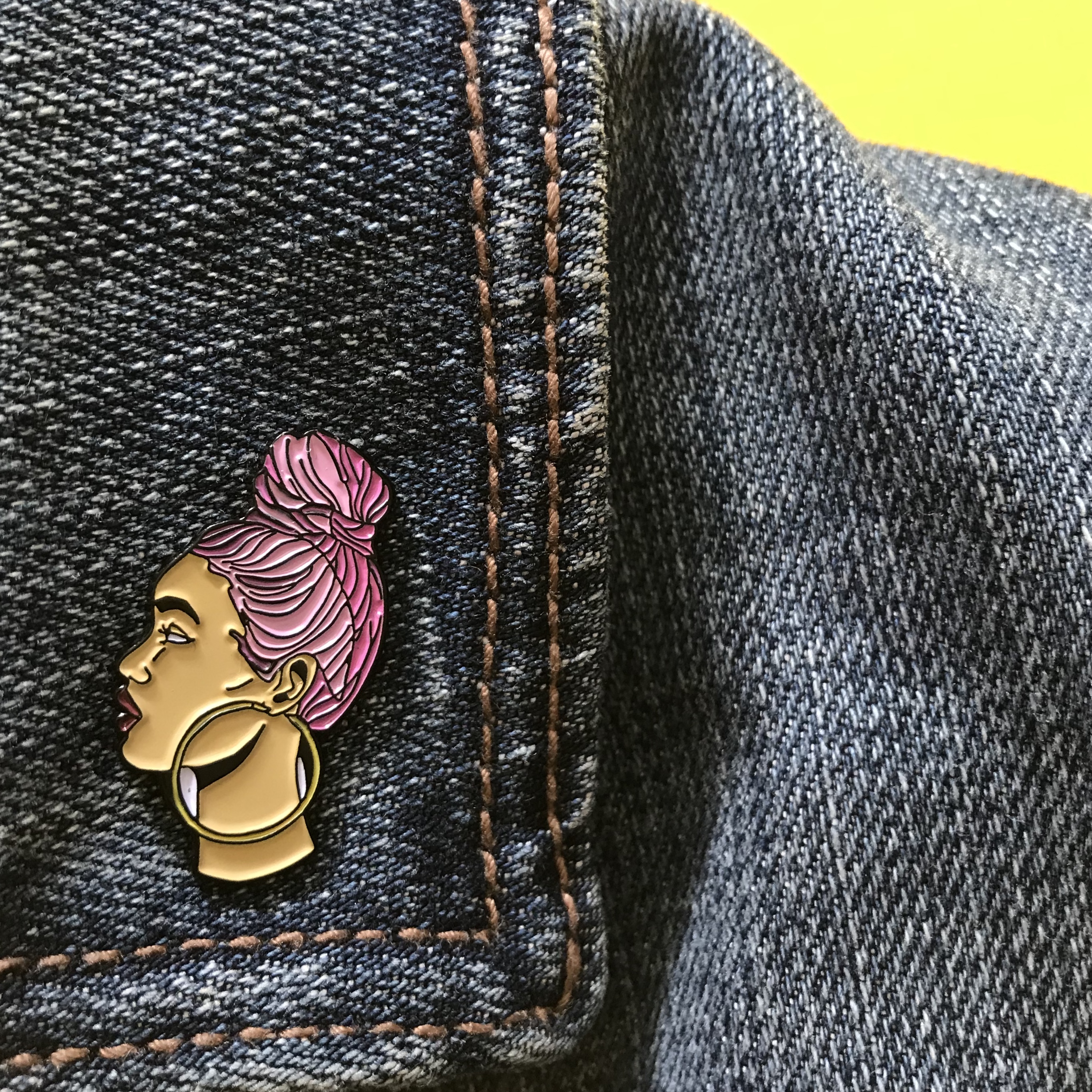 Pink Bun Enamel Pin by Amacie Forever