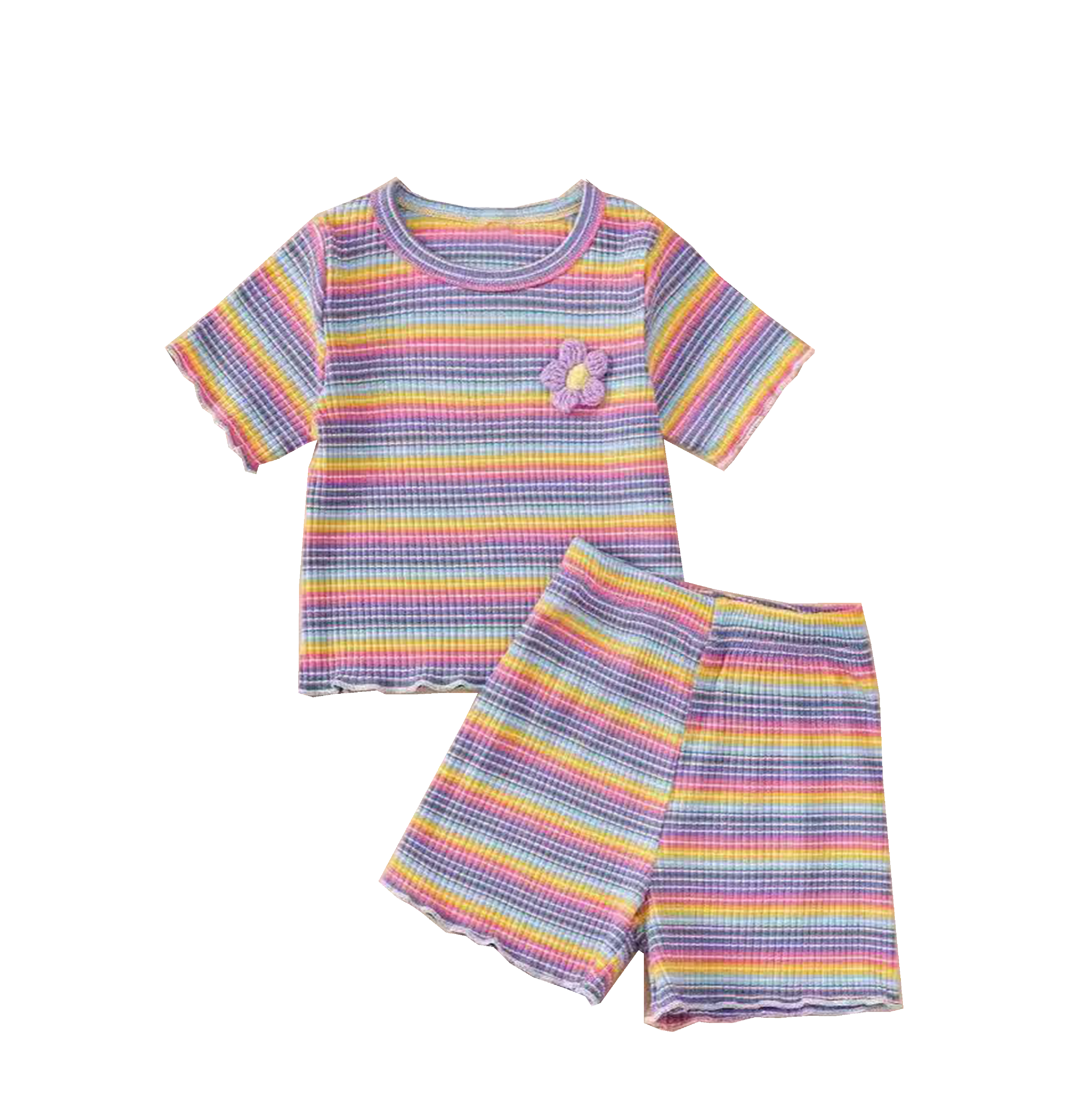 Kids Rainbow Stripe Pajama Set