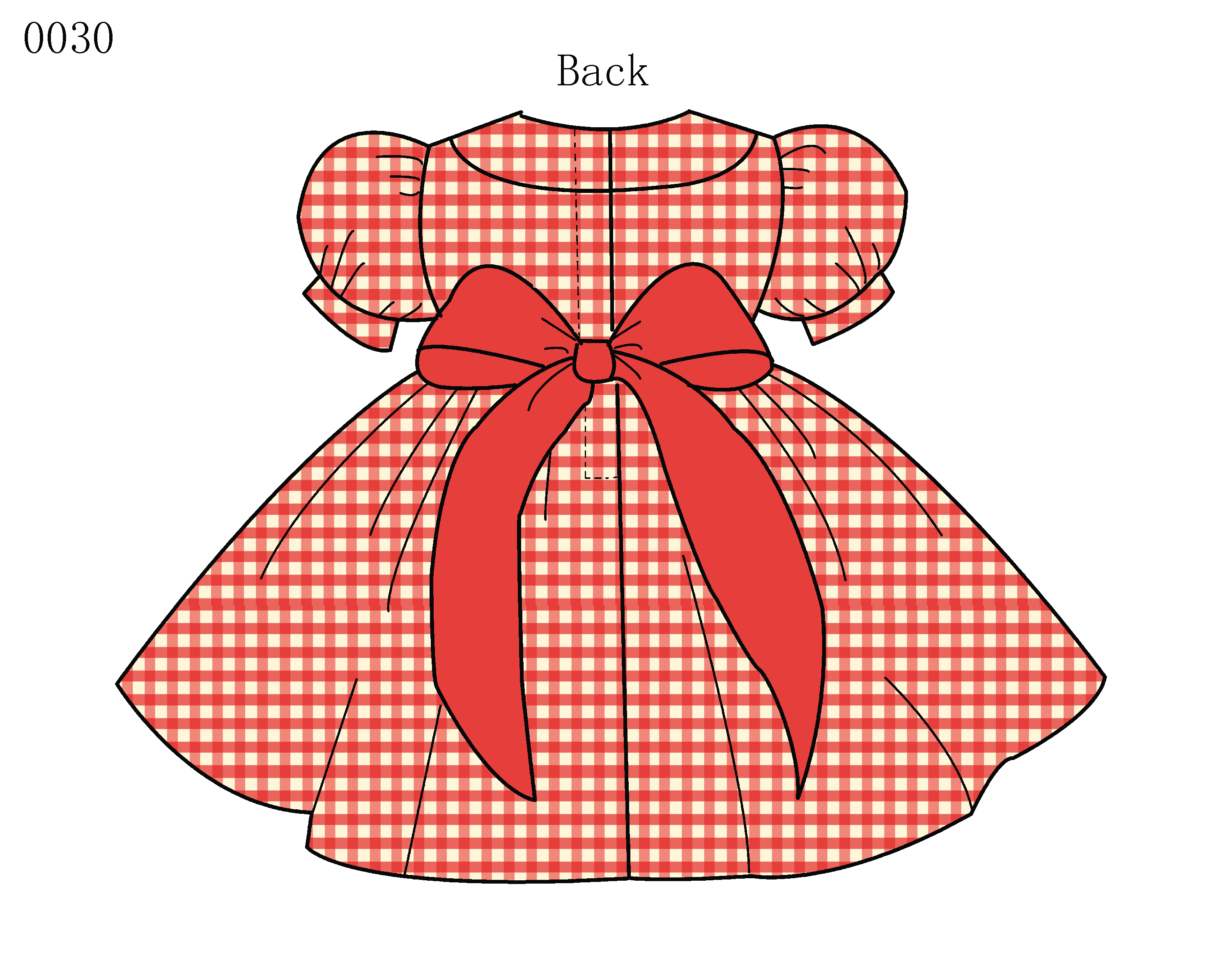 Red Plaid Puff Sleeves Woven Cotton  Hight Quality Children's Clothing Supplier