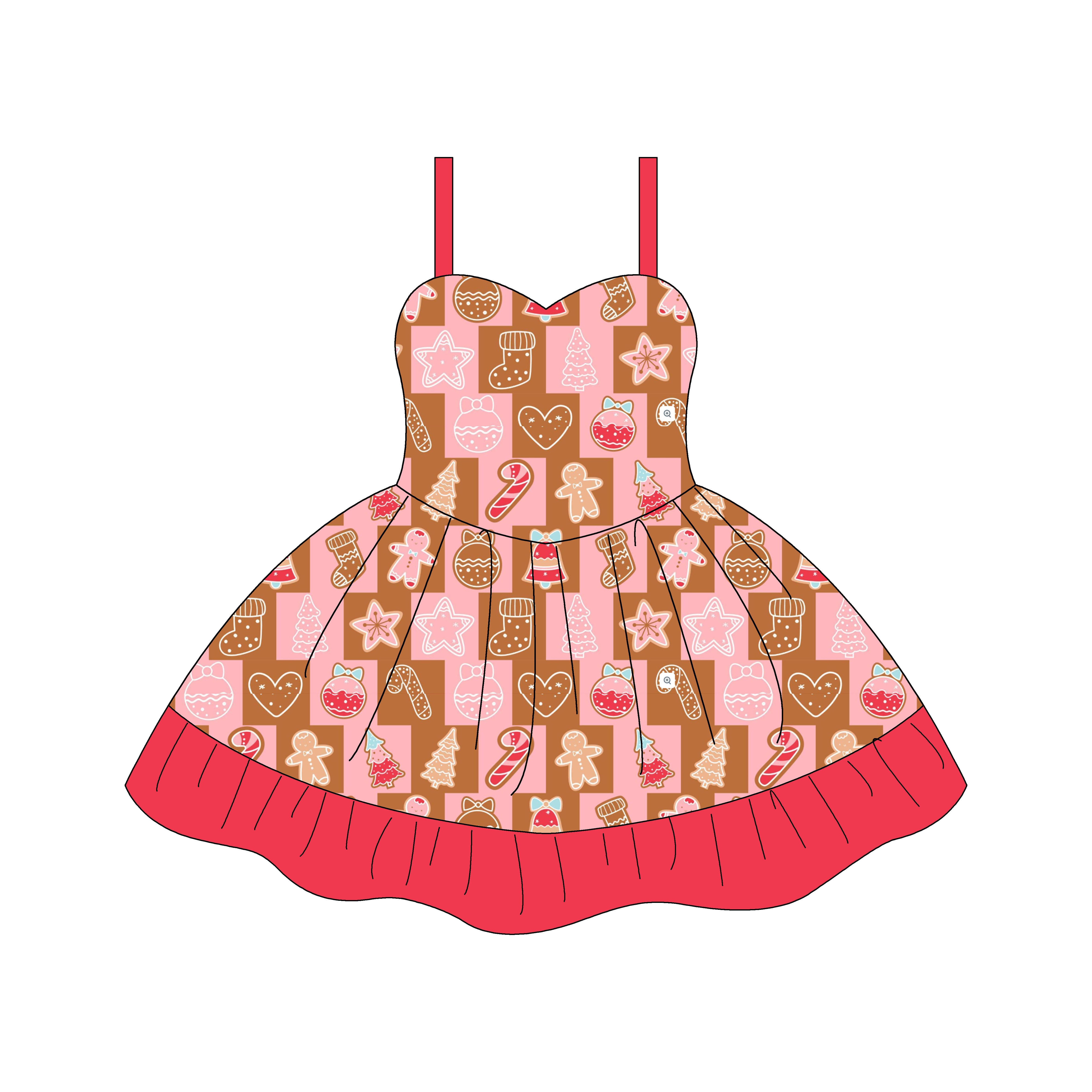 New Design Christmas Girls Dress Custom Girls Dress