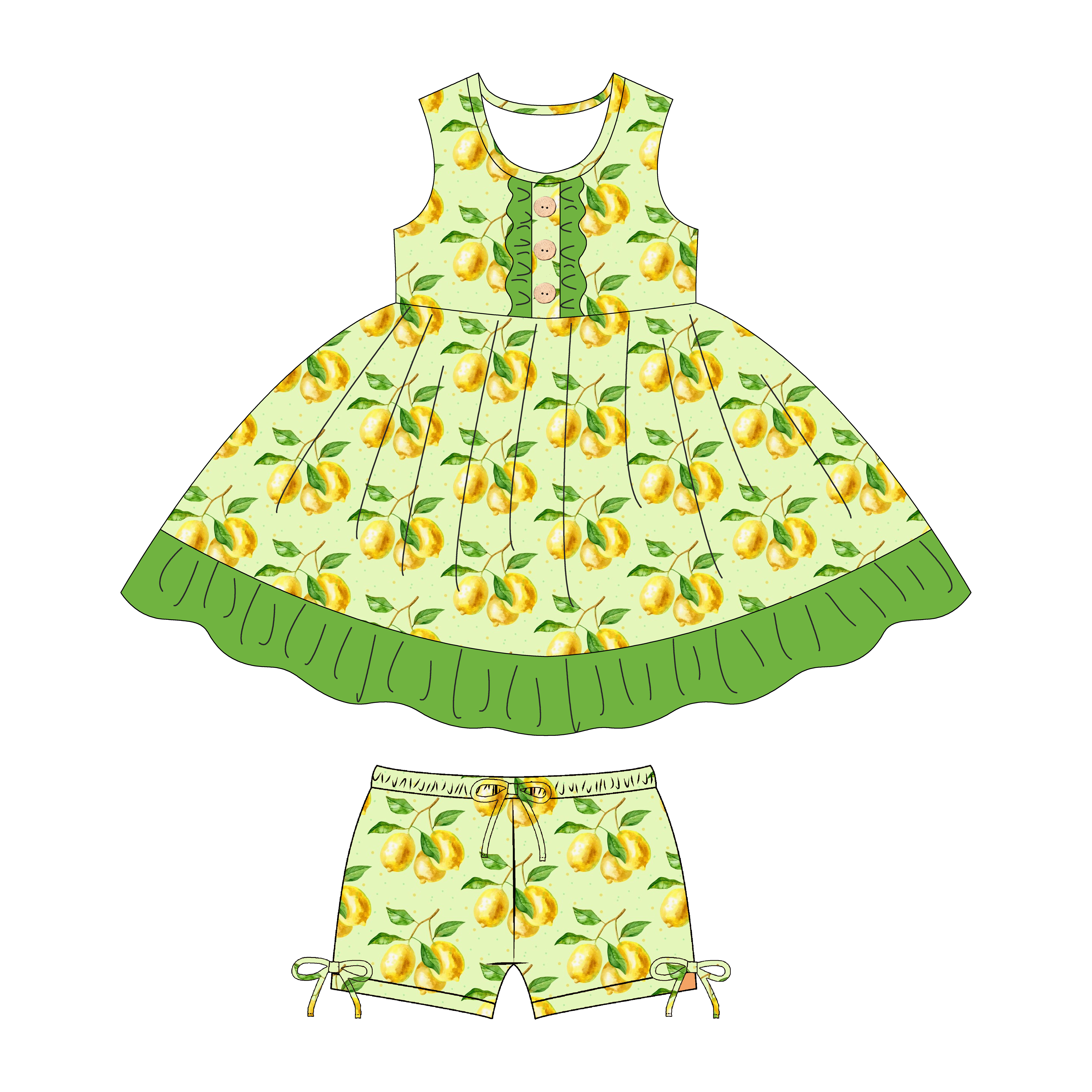 Lemon Girls Dress Kids Wear Manufacturer China