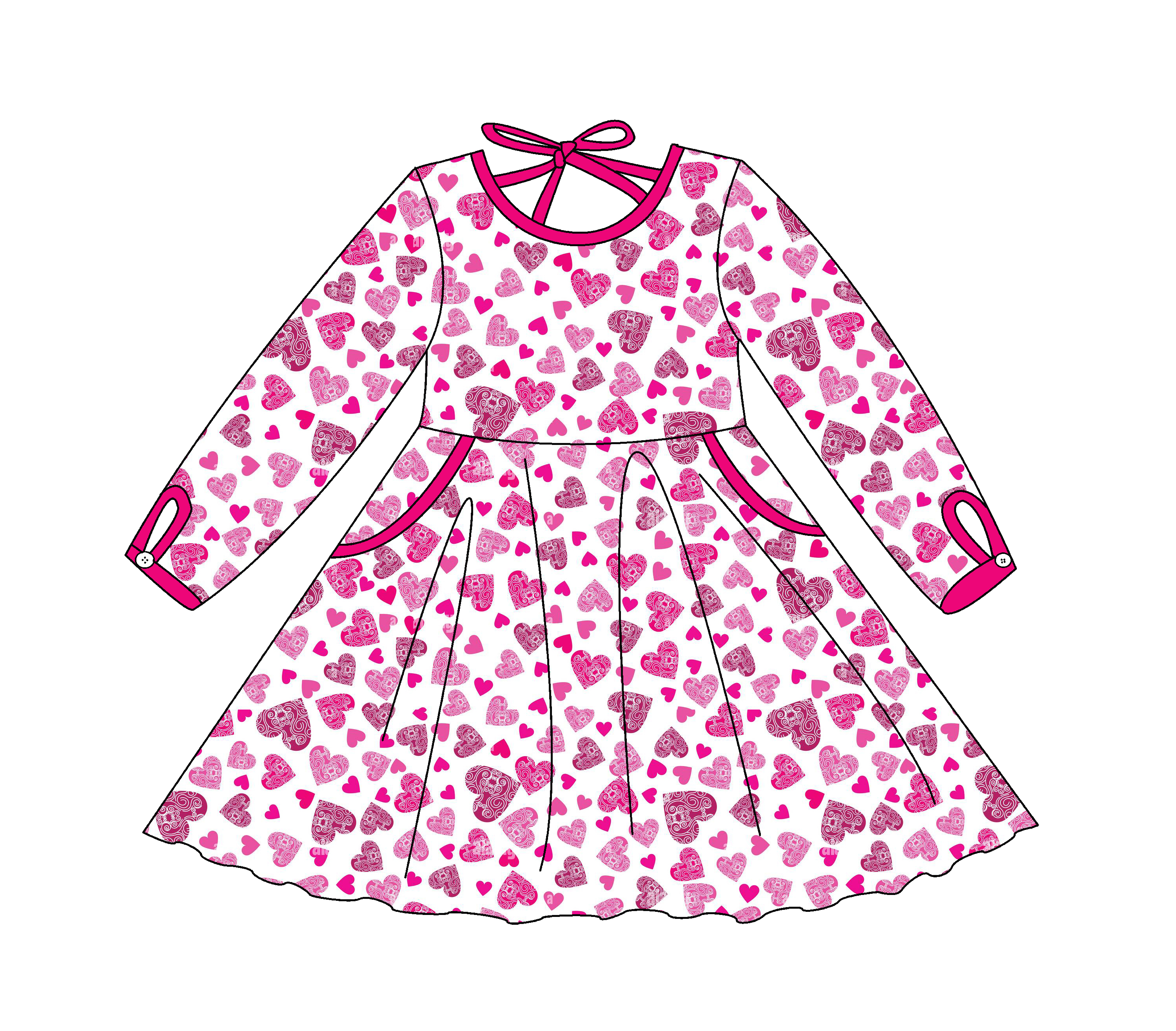 Valentine's Day Love Sleeve Dress 230g Knit Cotton Hight Quality Baby Clothing Supplier