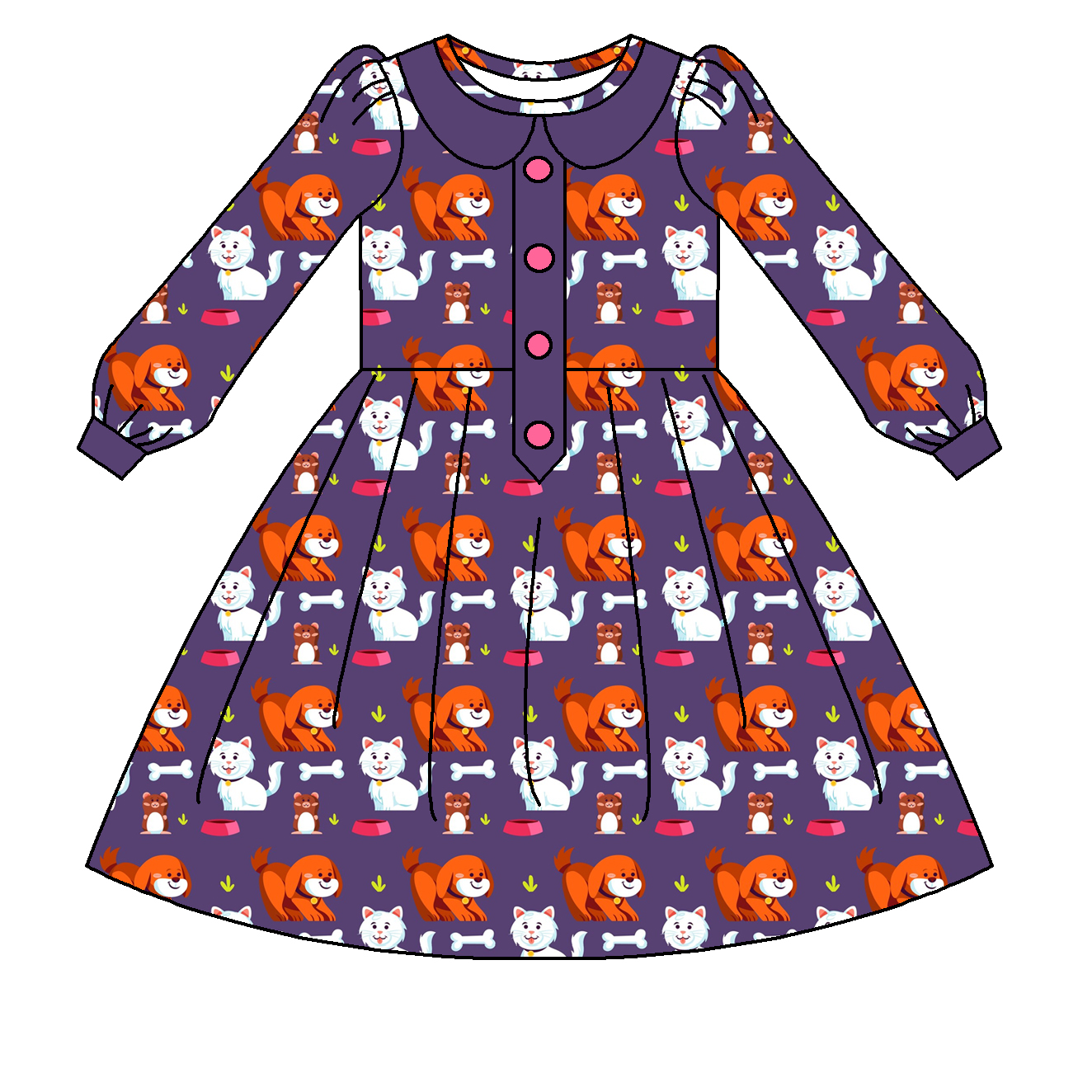 Flower Girl Dog Long Sleeves Dress