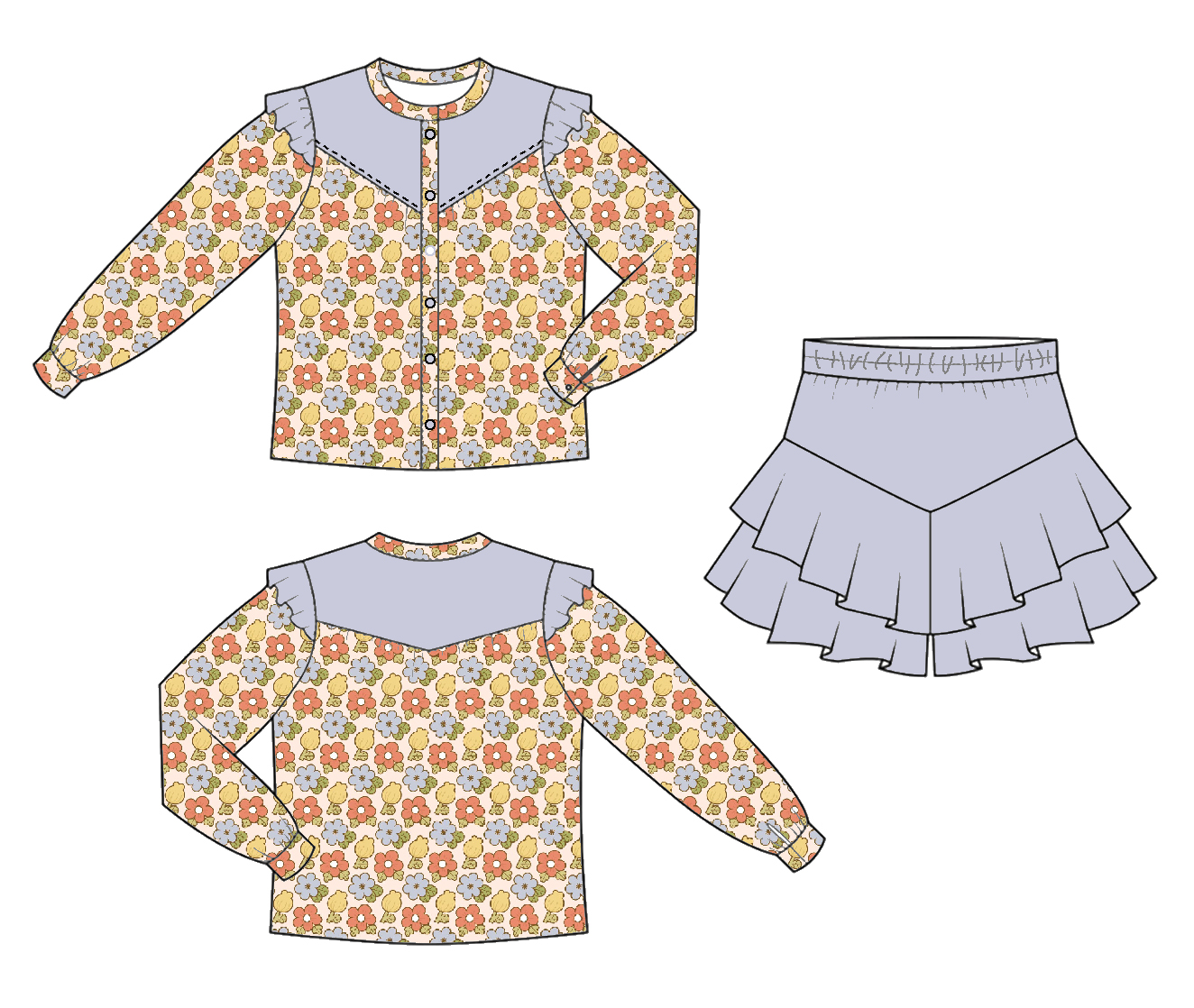 Girls Sports Series Sets Vintage Sports Suit