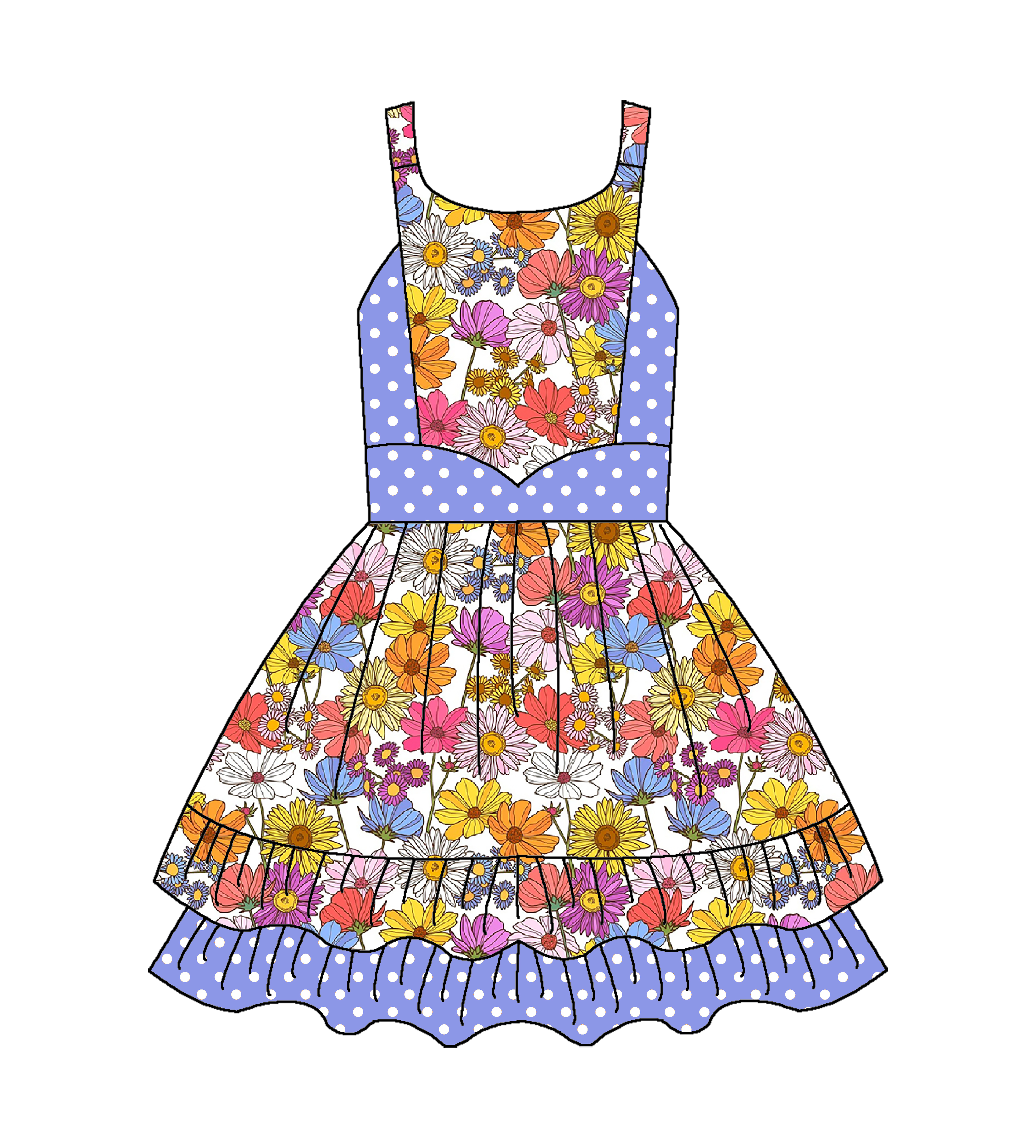 Summer flower Custom brands girls dress