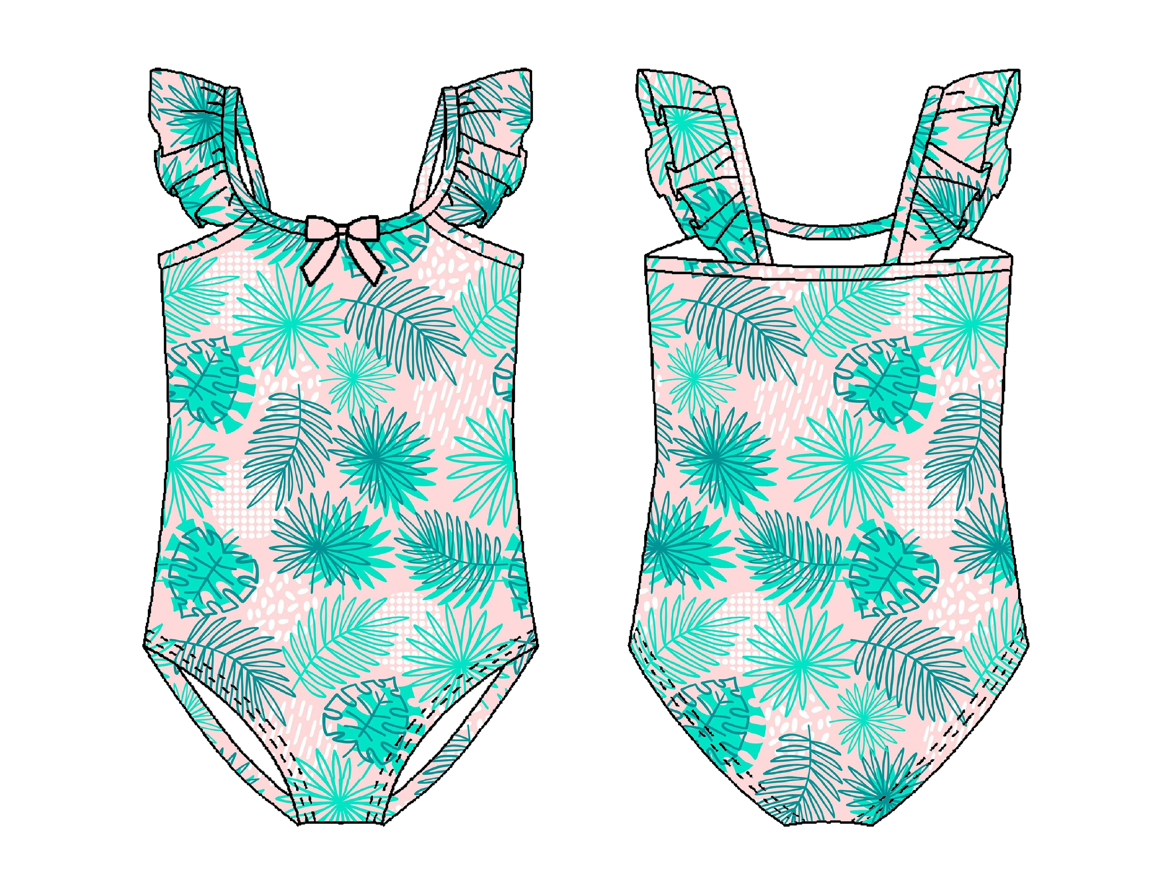 Tropical Leaf Print Swimsuit