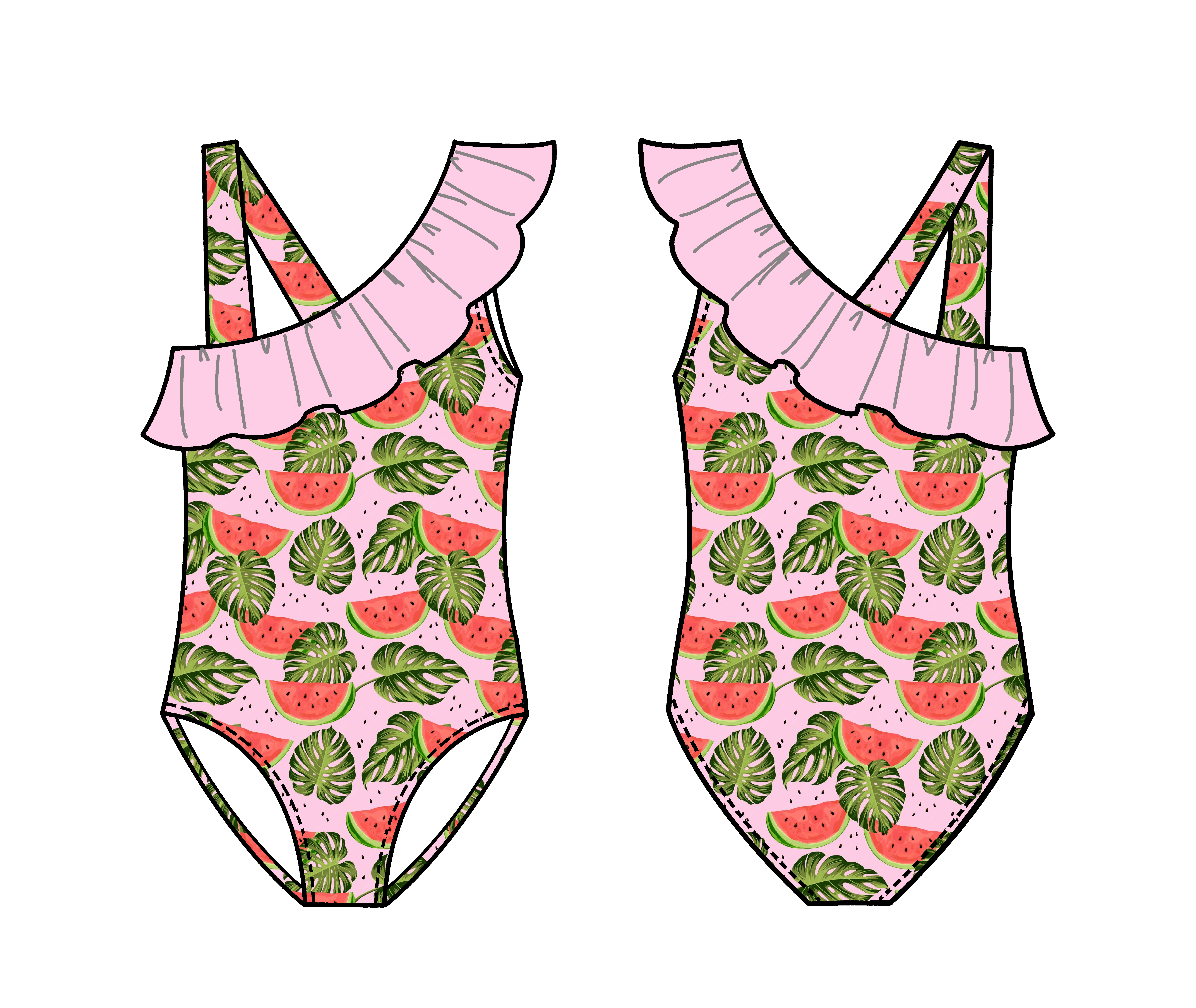 Girls' Ruffled One-Piece Swimsuit