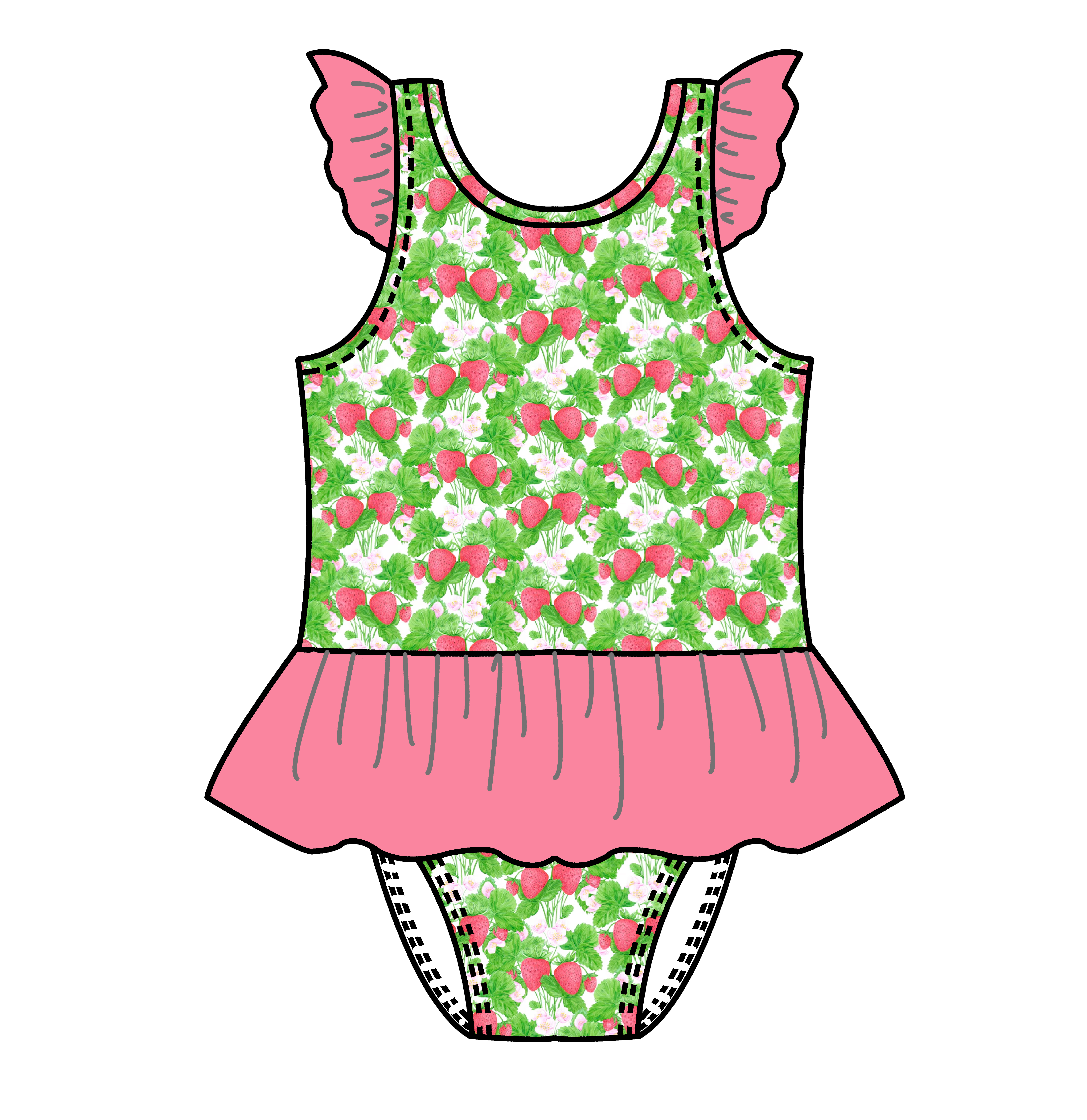 Summer Strawberry Colorful Baby Romper Swimsuit Custom Print
