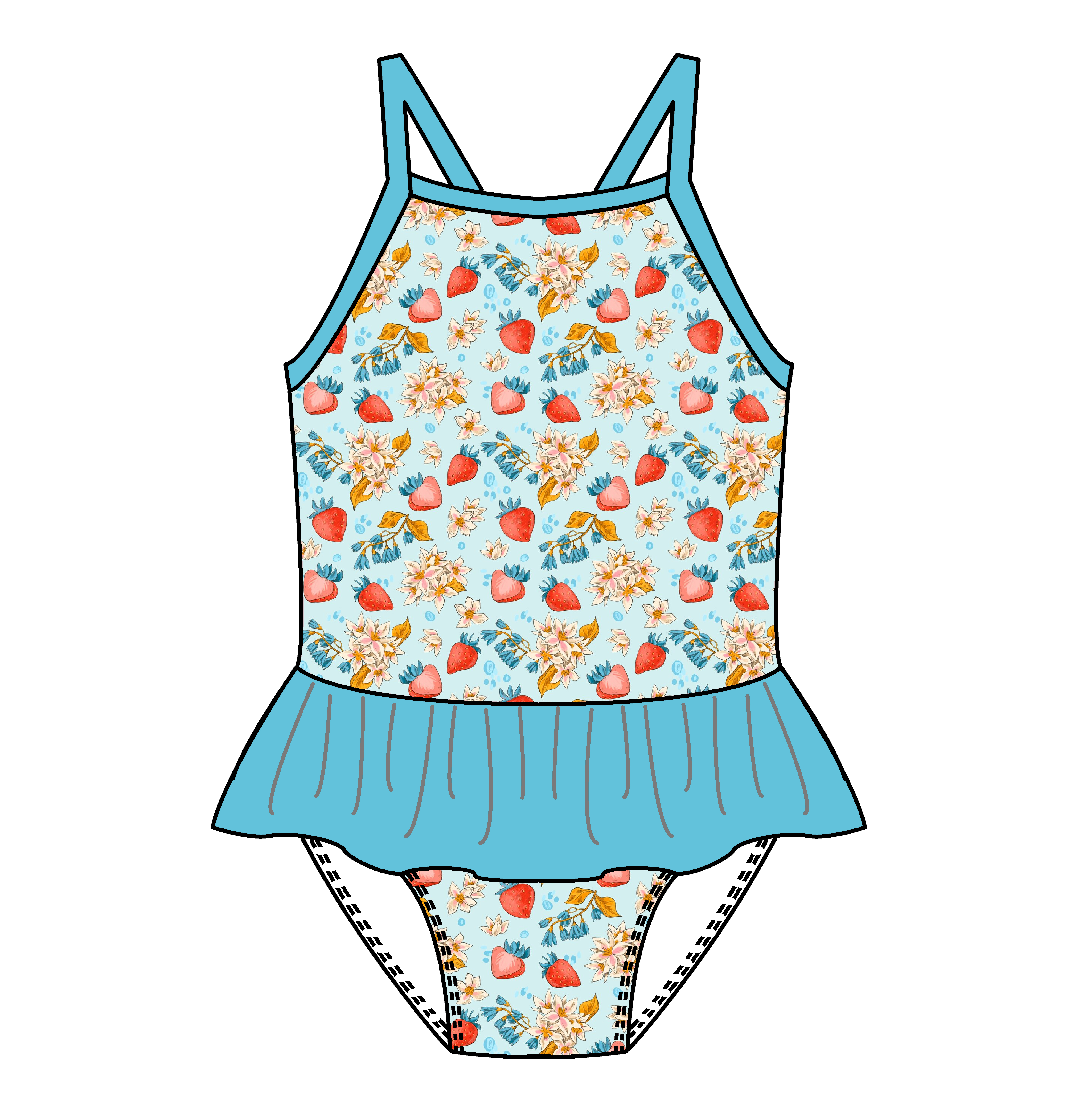 Blue Strawberry  Swimsuit