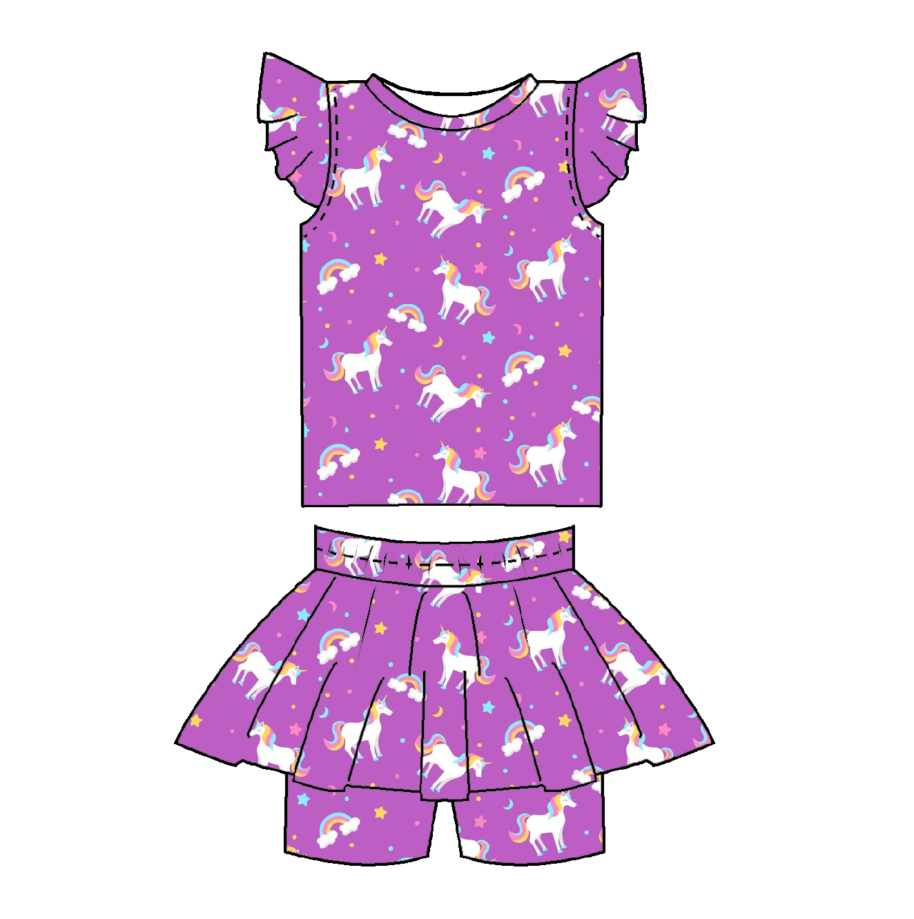 Unicorn Patterned Girls' Outfit