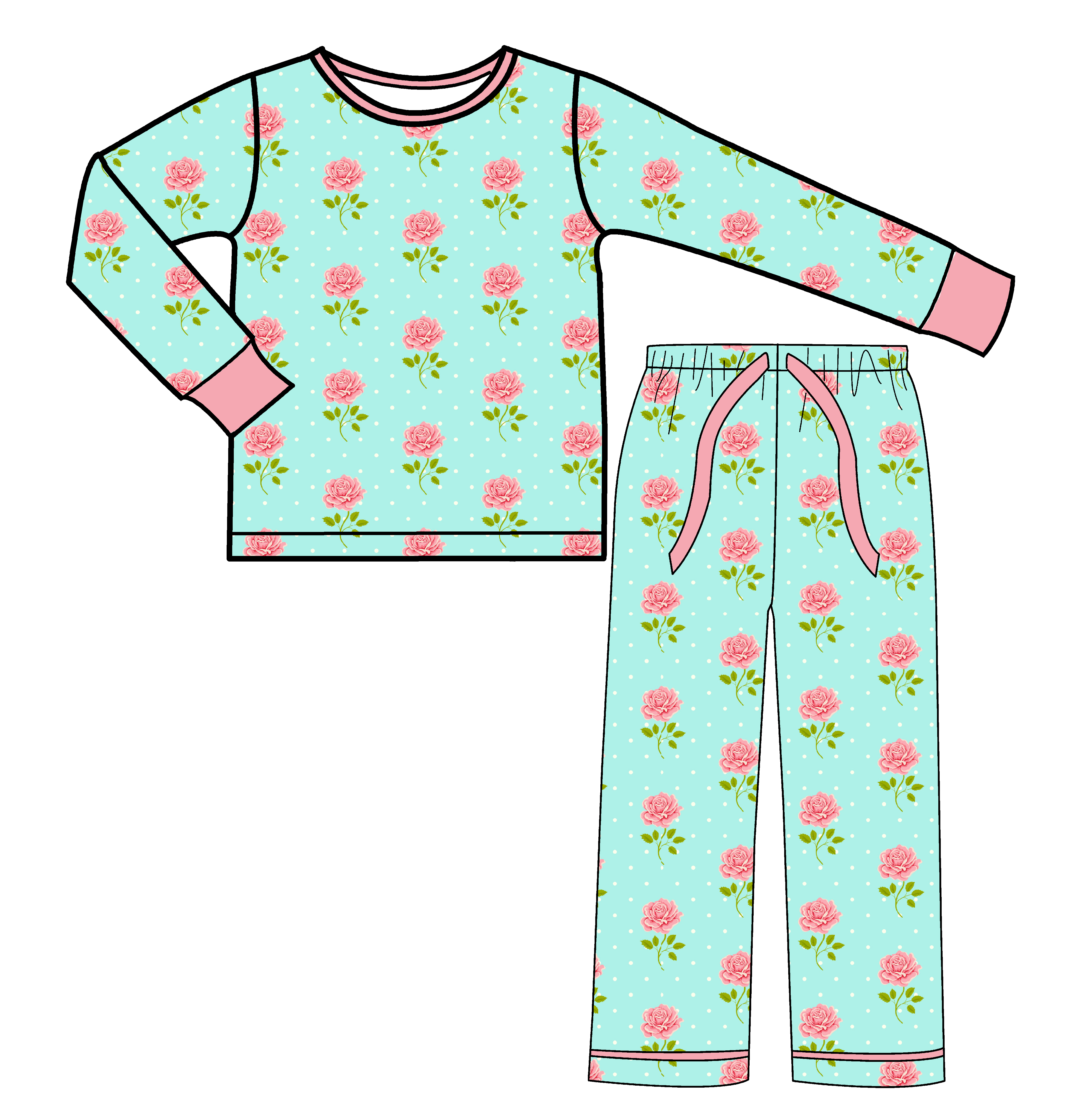 Womens and Girls Floral Pajama Set