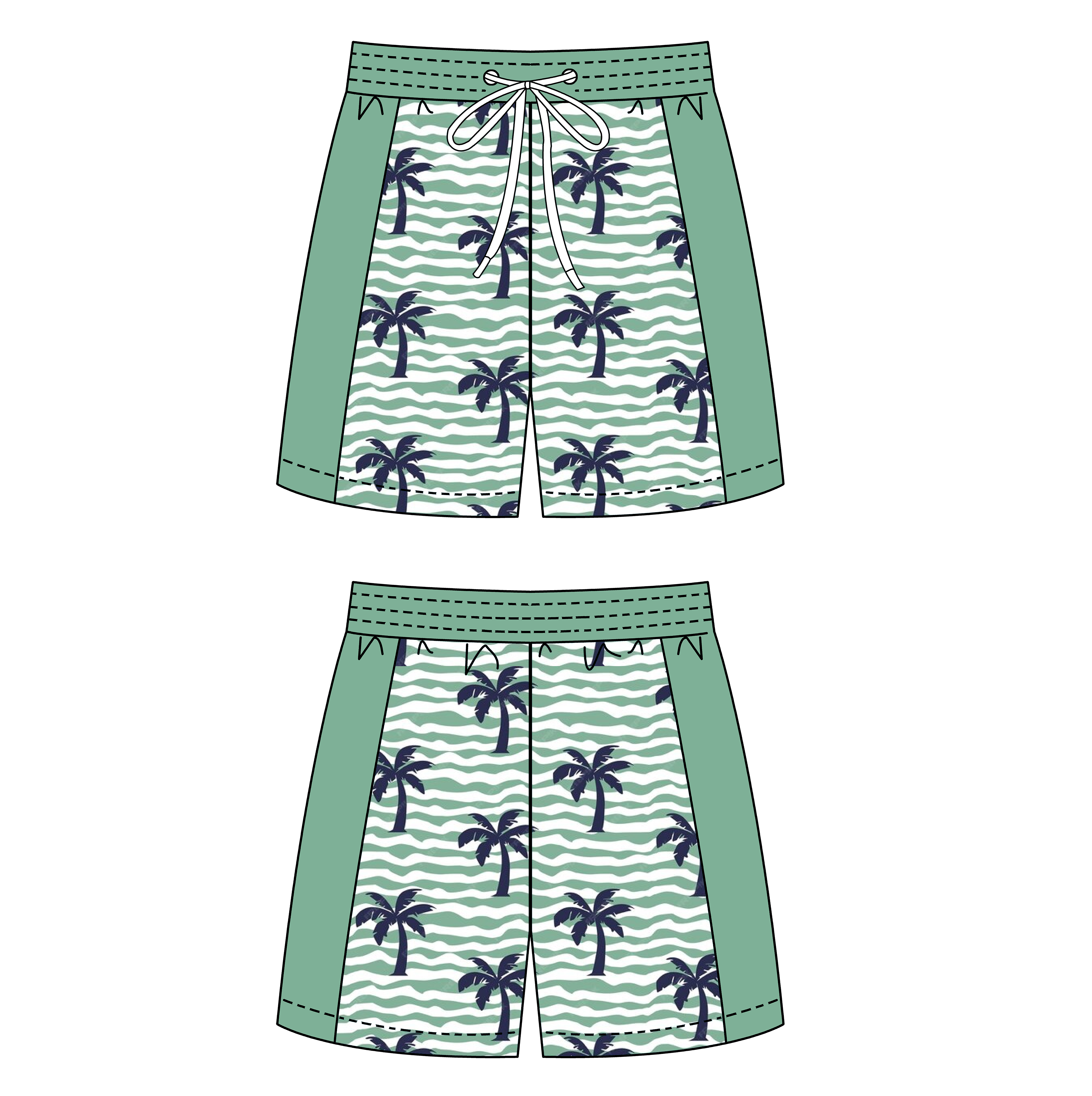 Palm Tree Swim Trunks Custom Boys Beach shorts