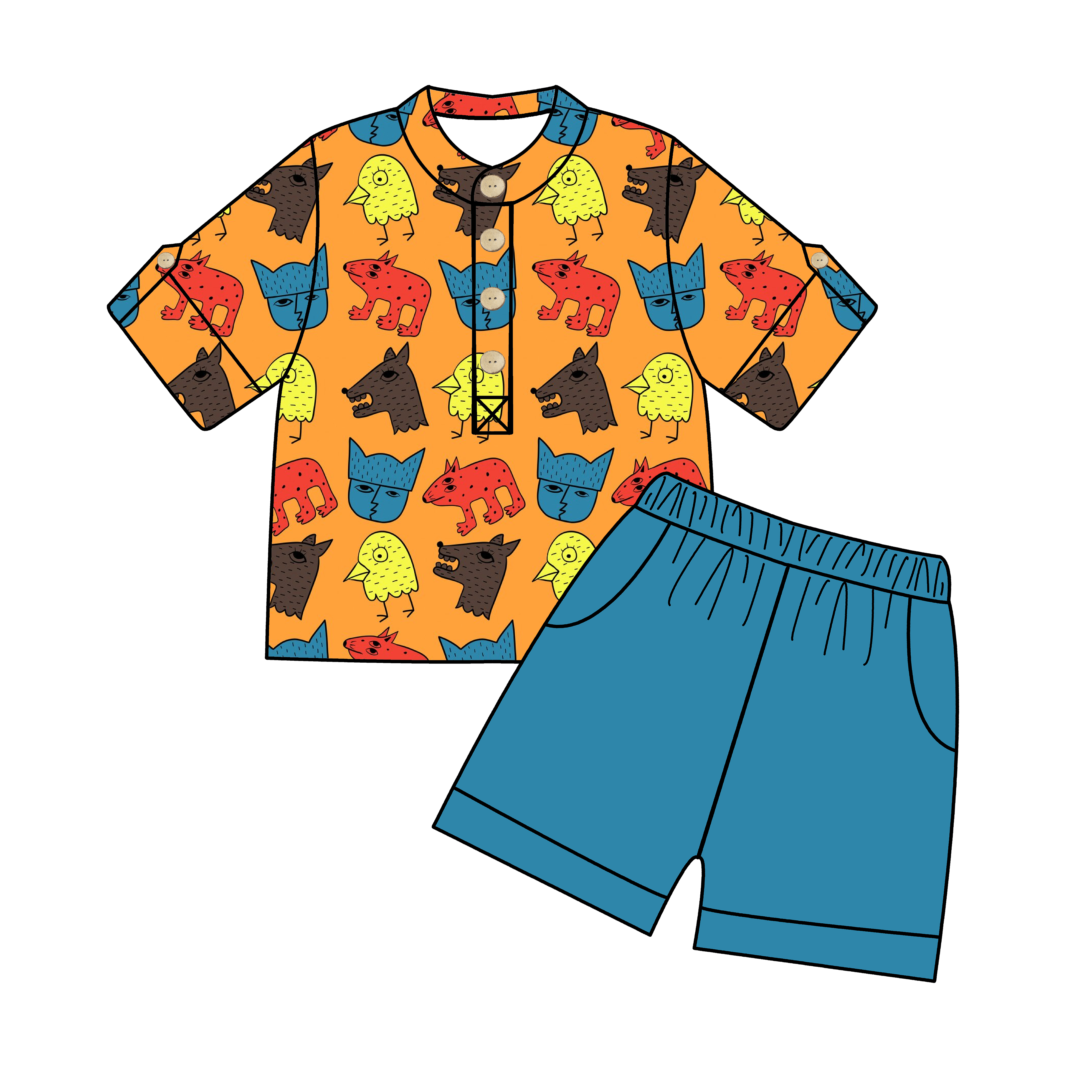 Kids' Animal Print Pajama Set China Supplier Custom clothing