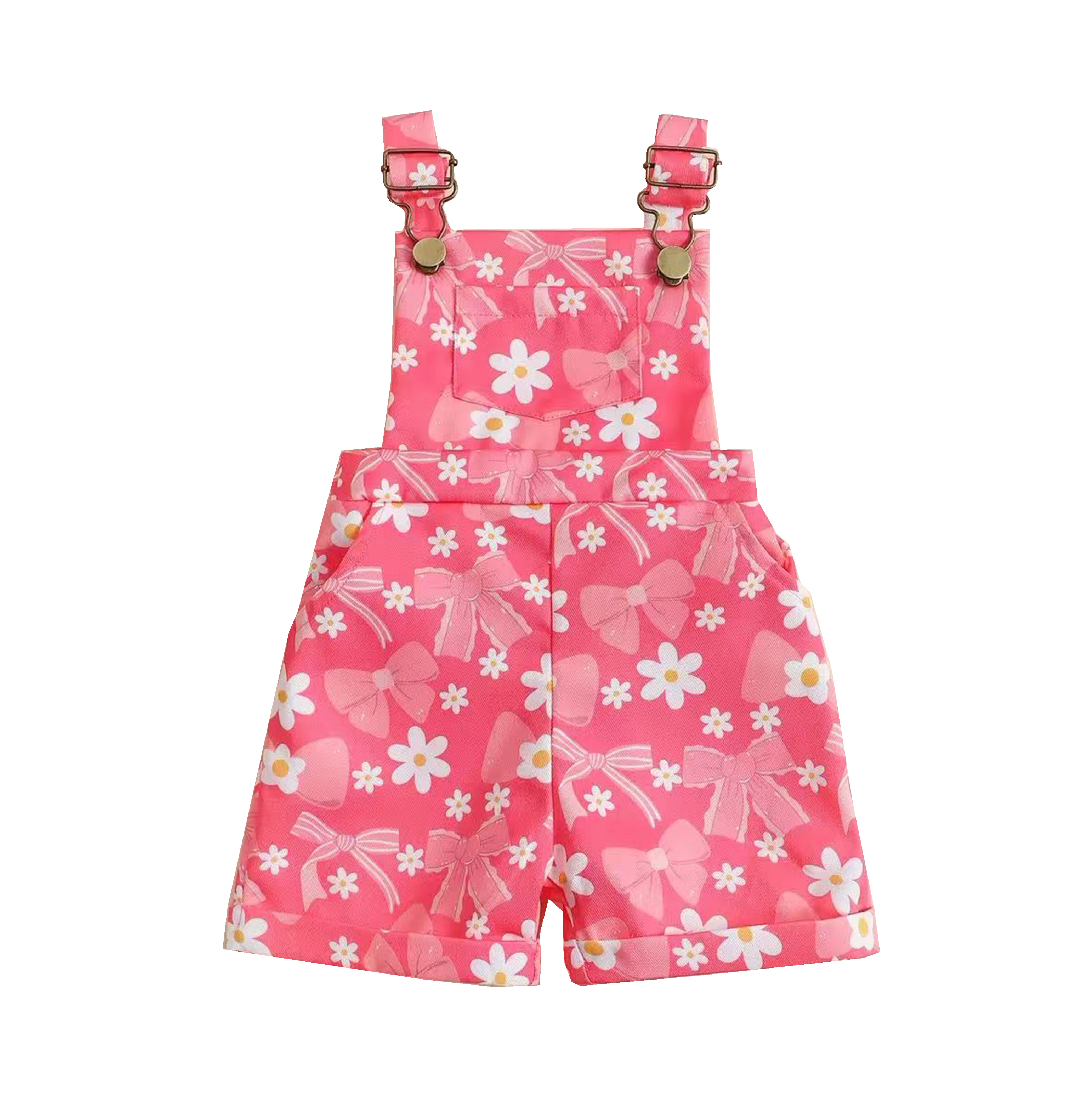 Girls' pink floral printed dungarees Overalls
