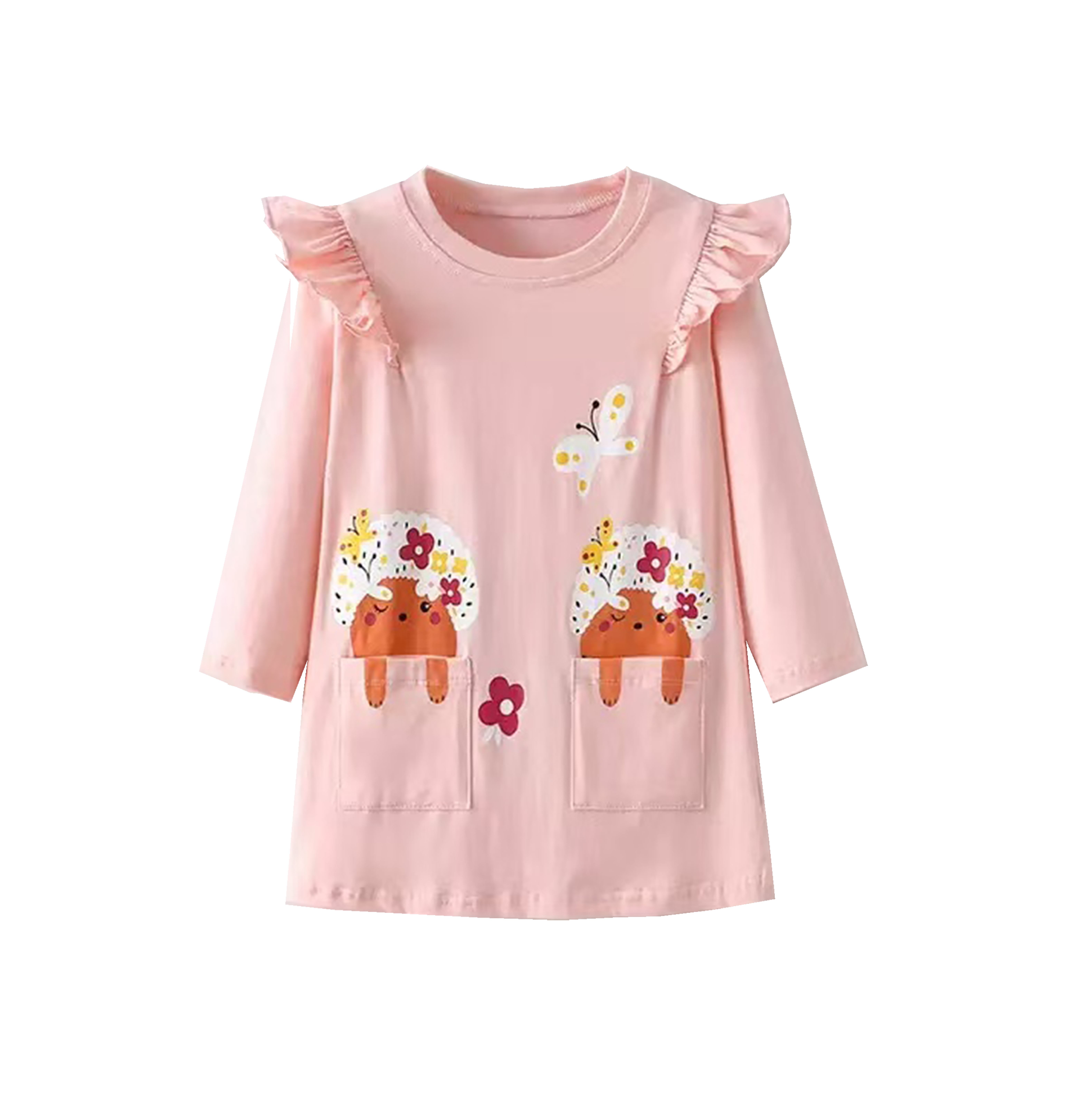Pink Long-Sleeve Girls' Dress
