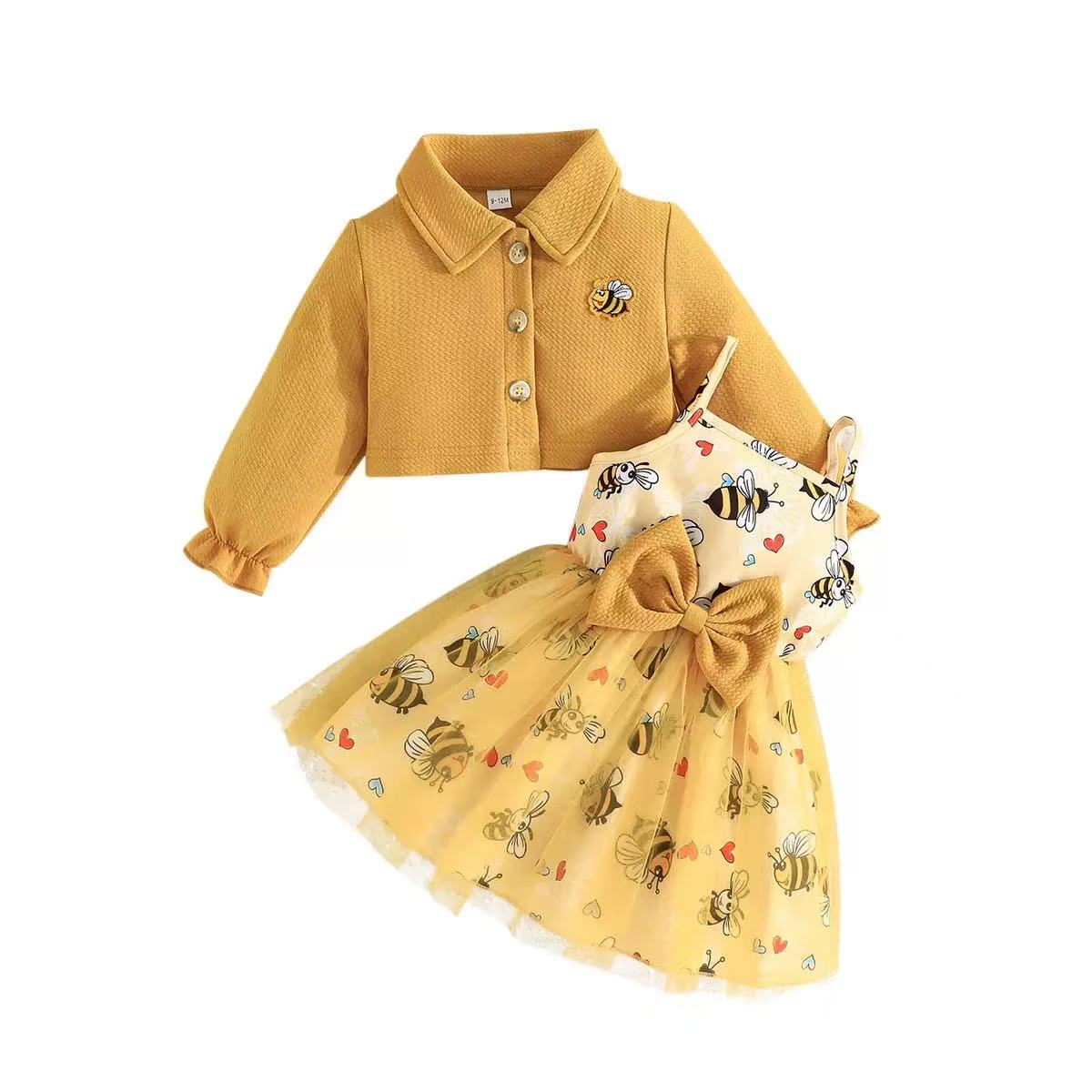 Bee Print Toddler Dress Set