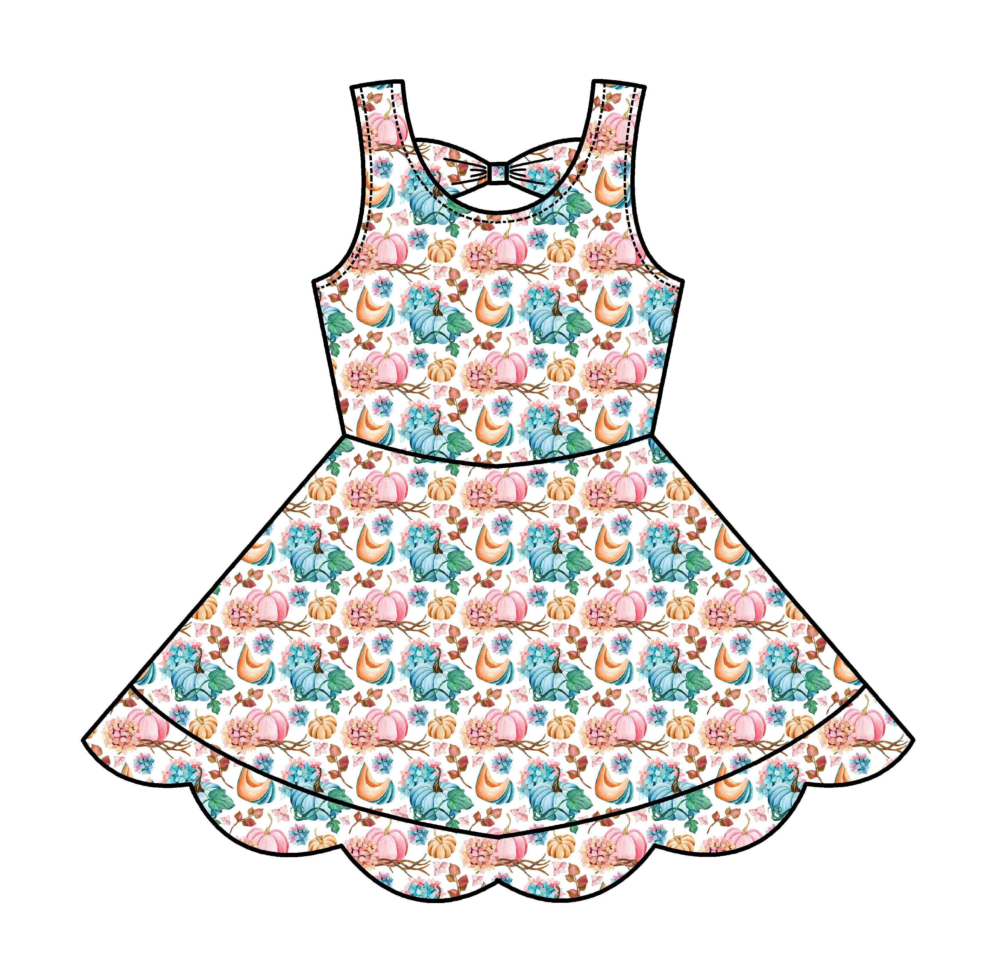 Girls' Pumpkin Floral Dress